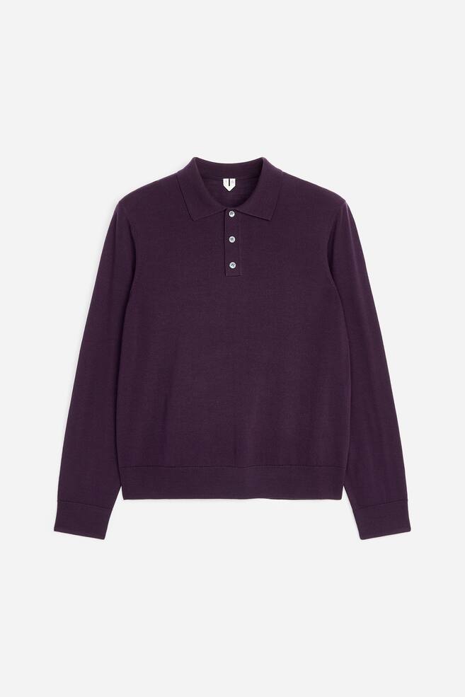 Merino Polo Jumper - Dark Purple/Steel Grey/Dark Blue - 1