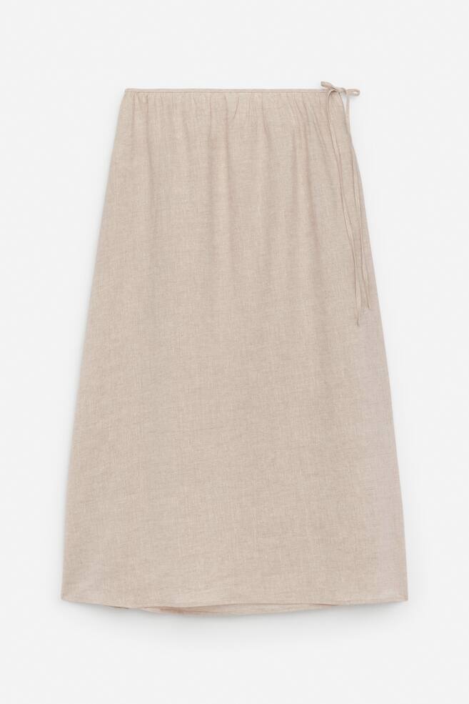 Ľanová zavinovacia sukňa - Beige - 1