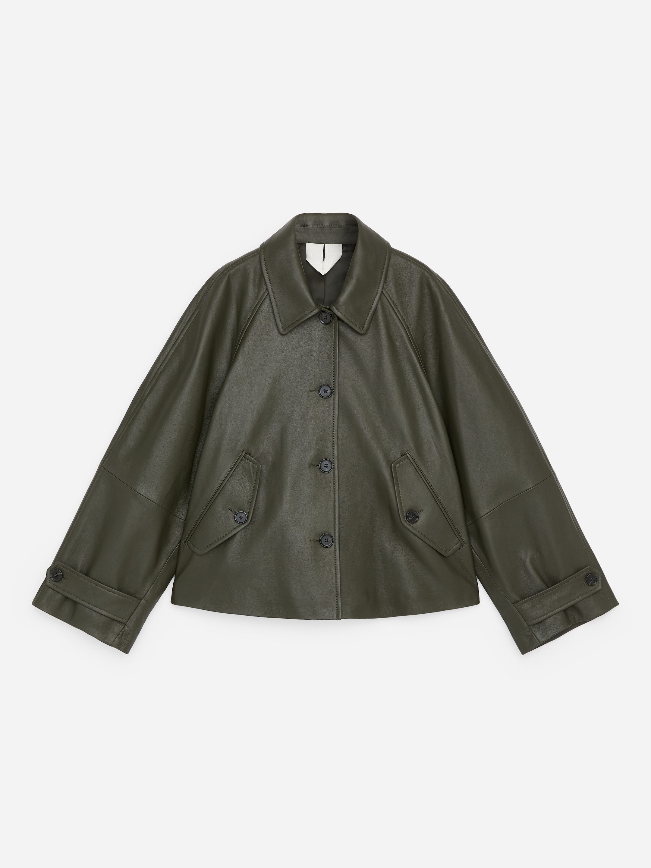 Chaqueta de piel evasé - Verde oscuro - Corte estándar - women - StillMedia/DescriptiveStillLife - 1