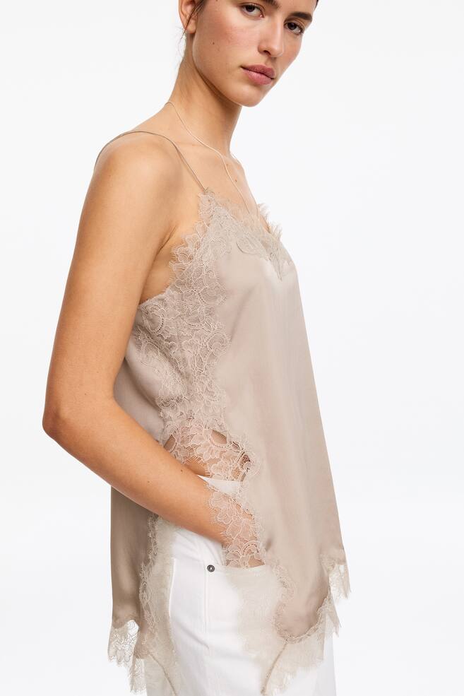 Lace-Detail Strap Top-Mole - 4