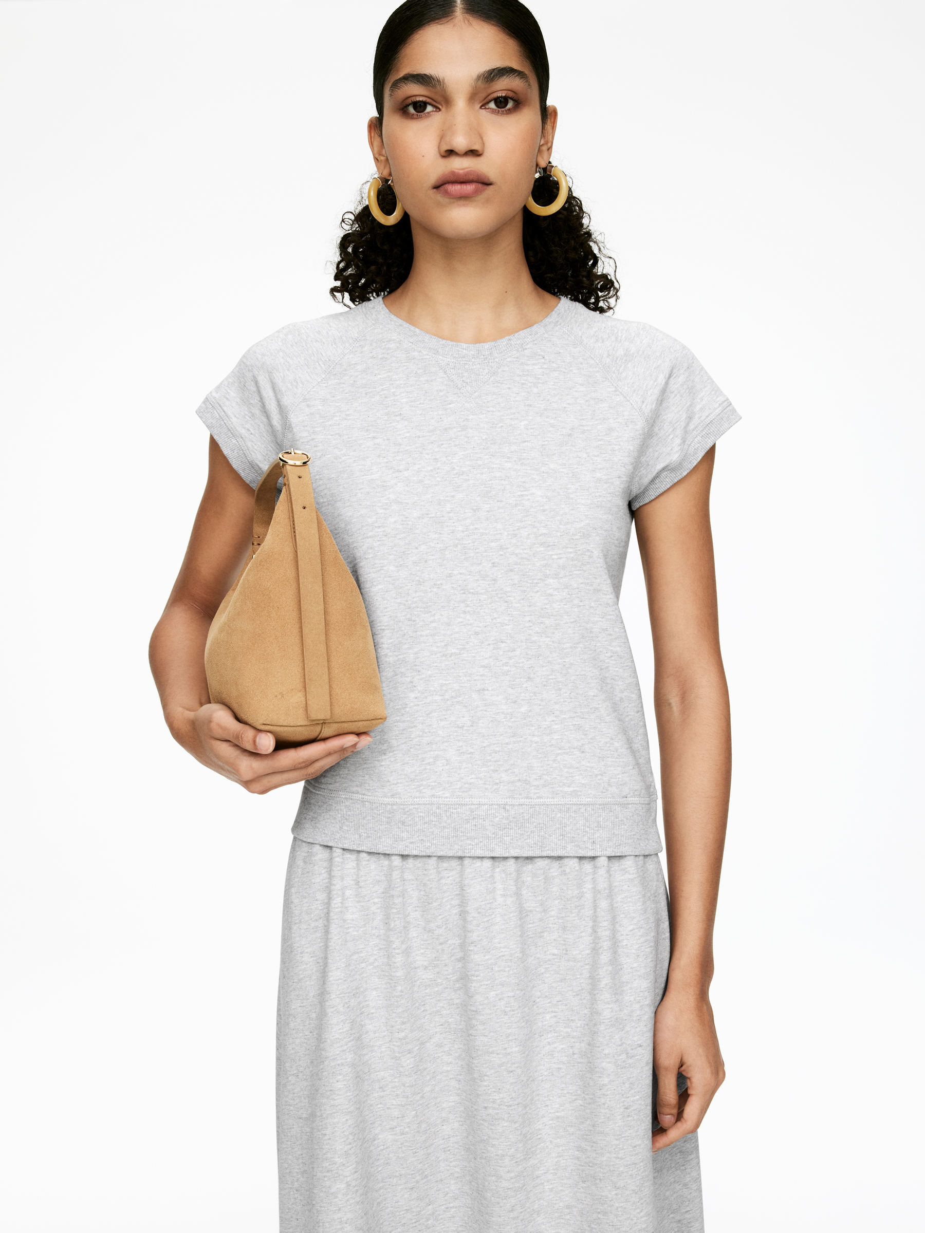 T-shirt med raglanärm - Gråmelerad - Slim fit - Women - StillMedia/Lookbook - 5