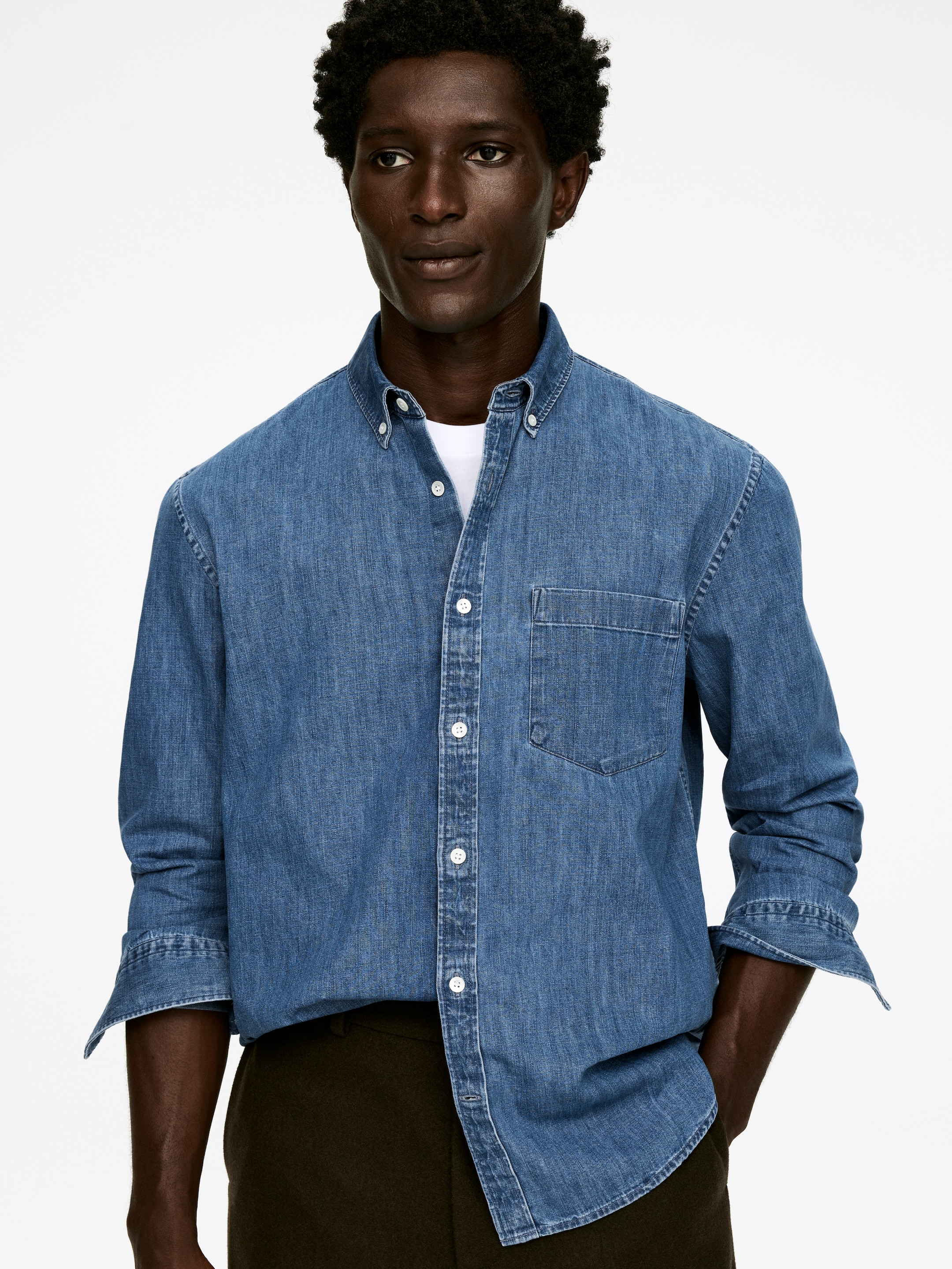 Ingrandisci l'immagine: Denim Shirt - Washed Blue - UOMO | H&M CH 4