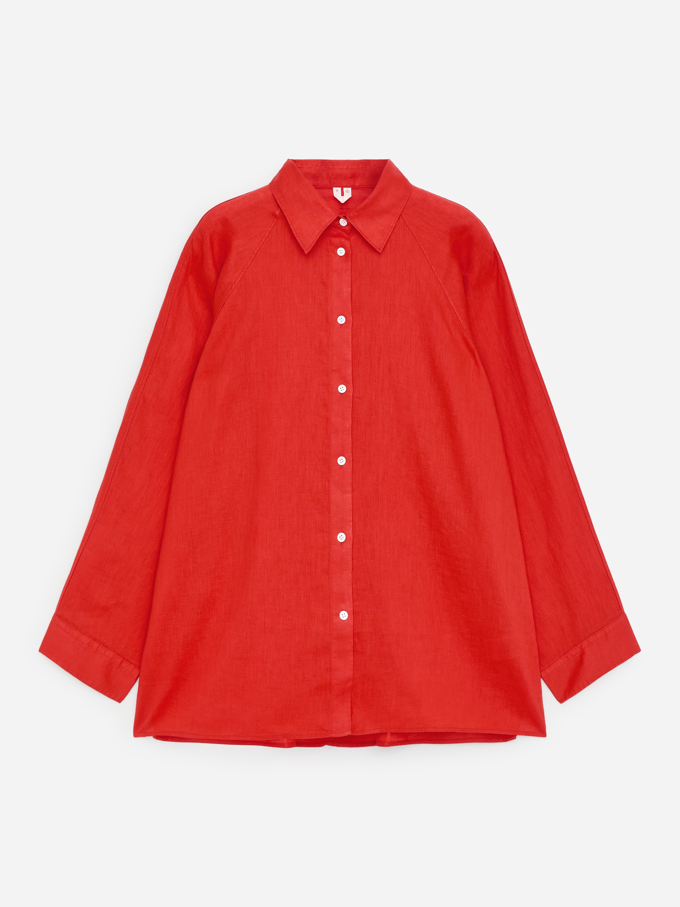 Camisa de lino holgada - Rojo/Blanco