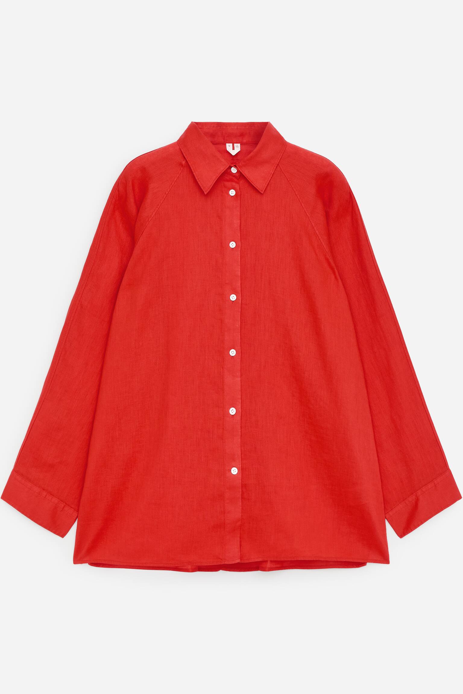 Linneskjorta med lös passform - Röd/Vit - 2