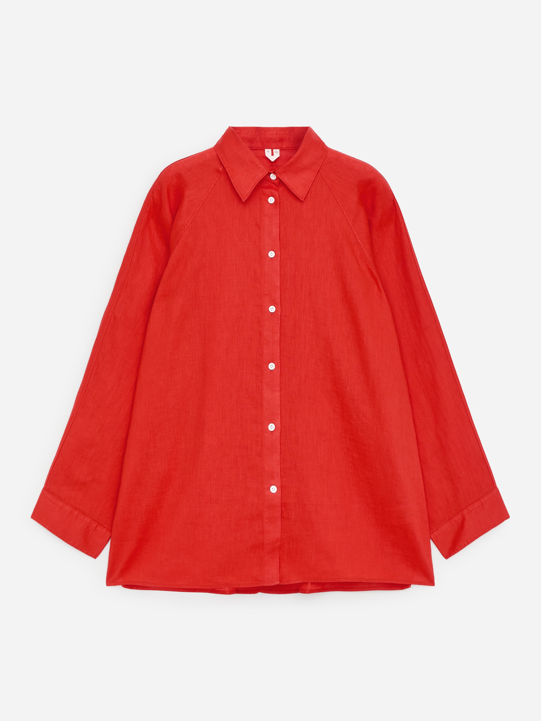 Relaxed Linen Shirt-Red-18556