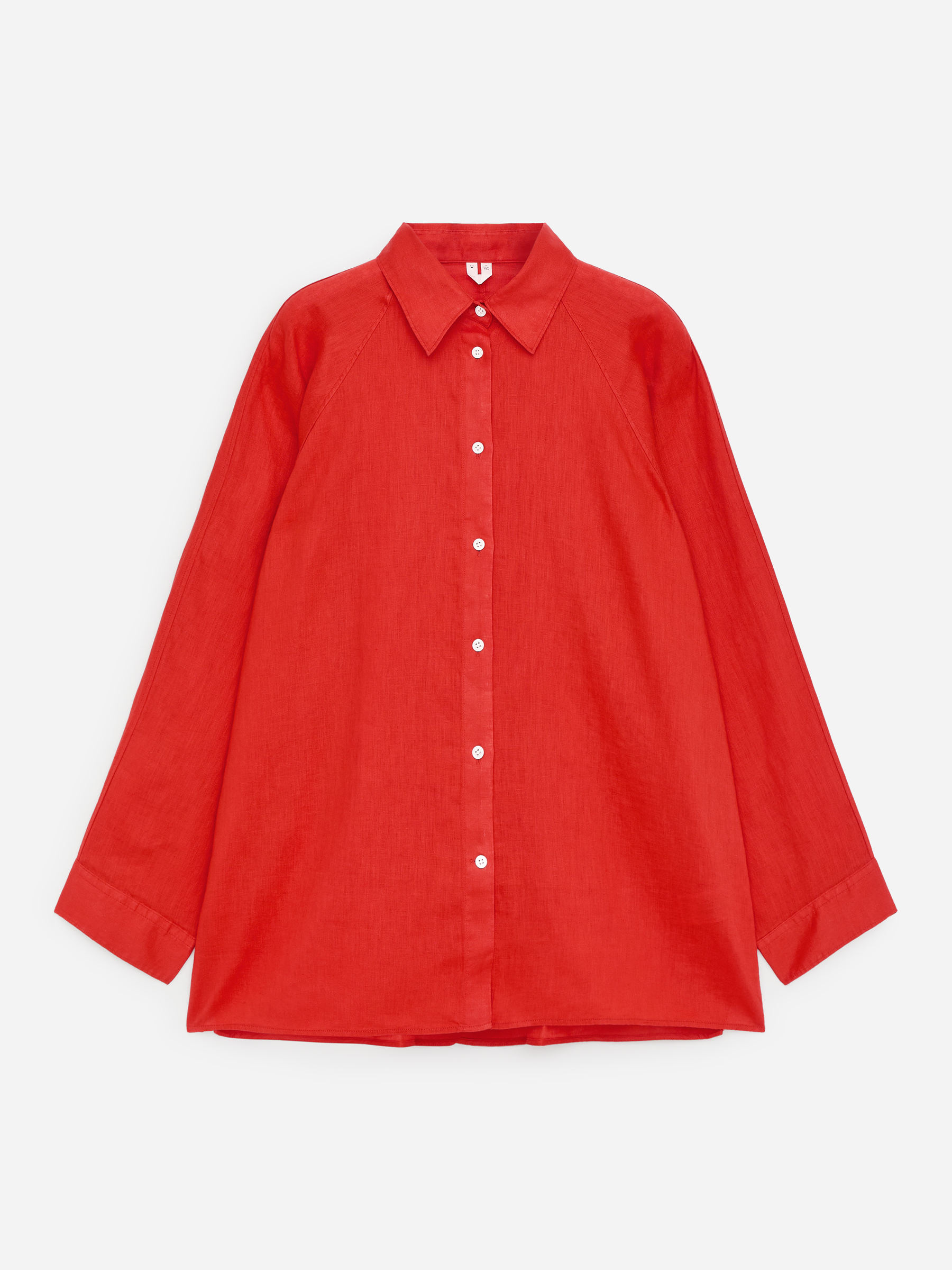 Camisa de lino holgada-#B32B34-18556