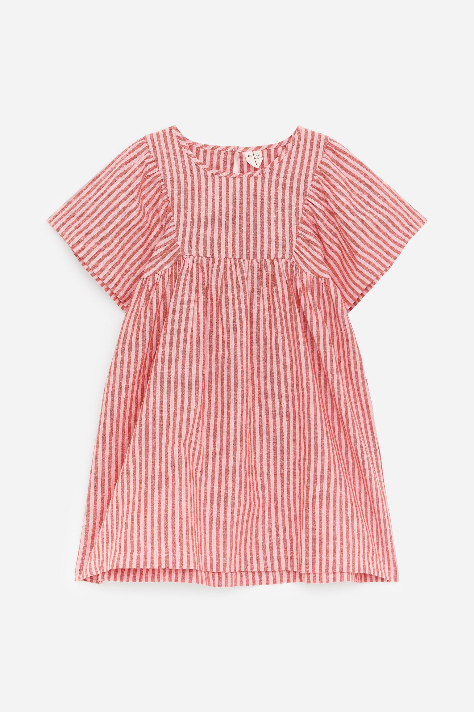 Klänning i linne och bomull - Röd/vit - 1