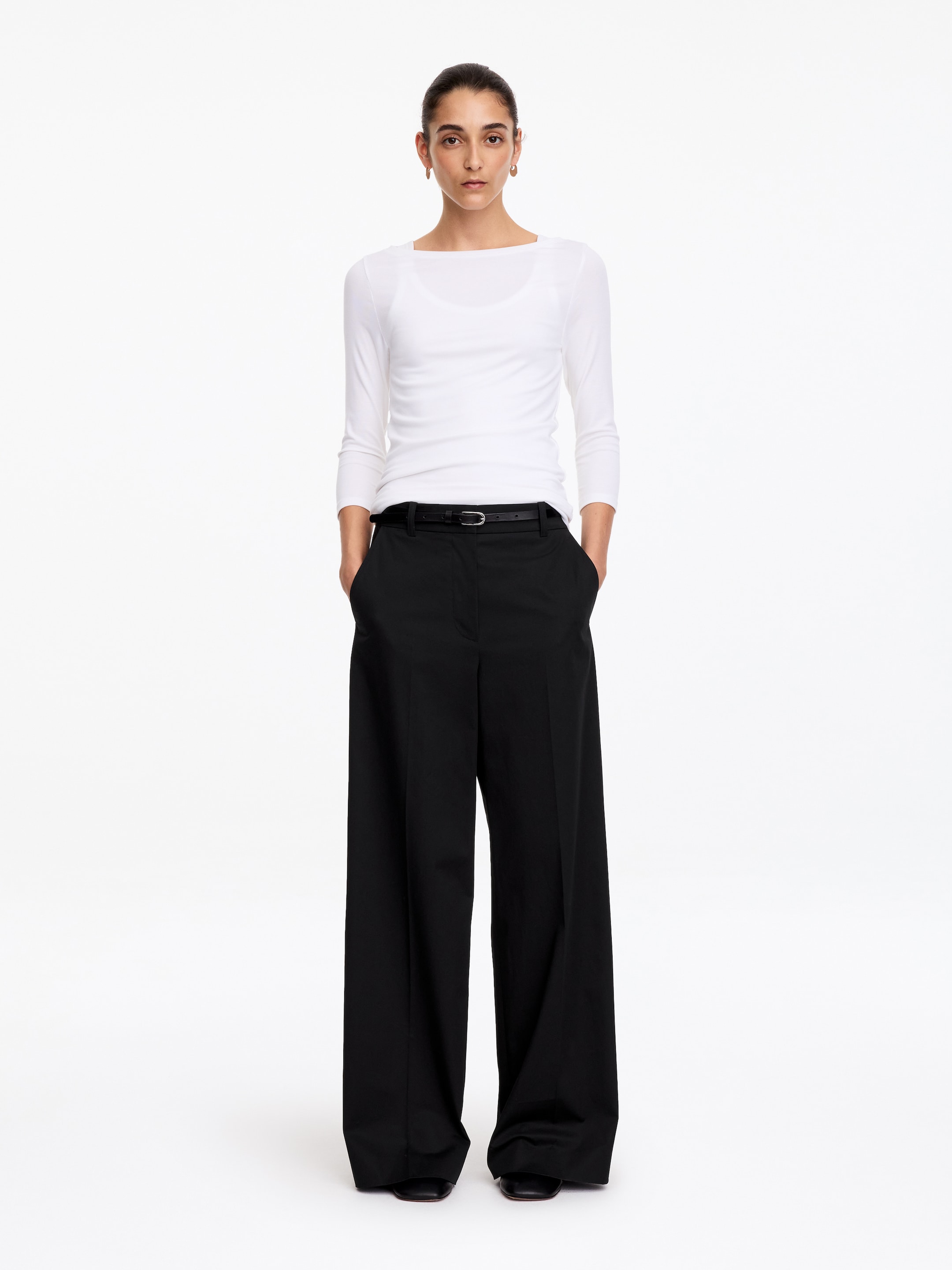 High-Waist Chino Trousers - Black - Regular fit - women - StillMedia/Lookbook - 9