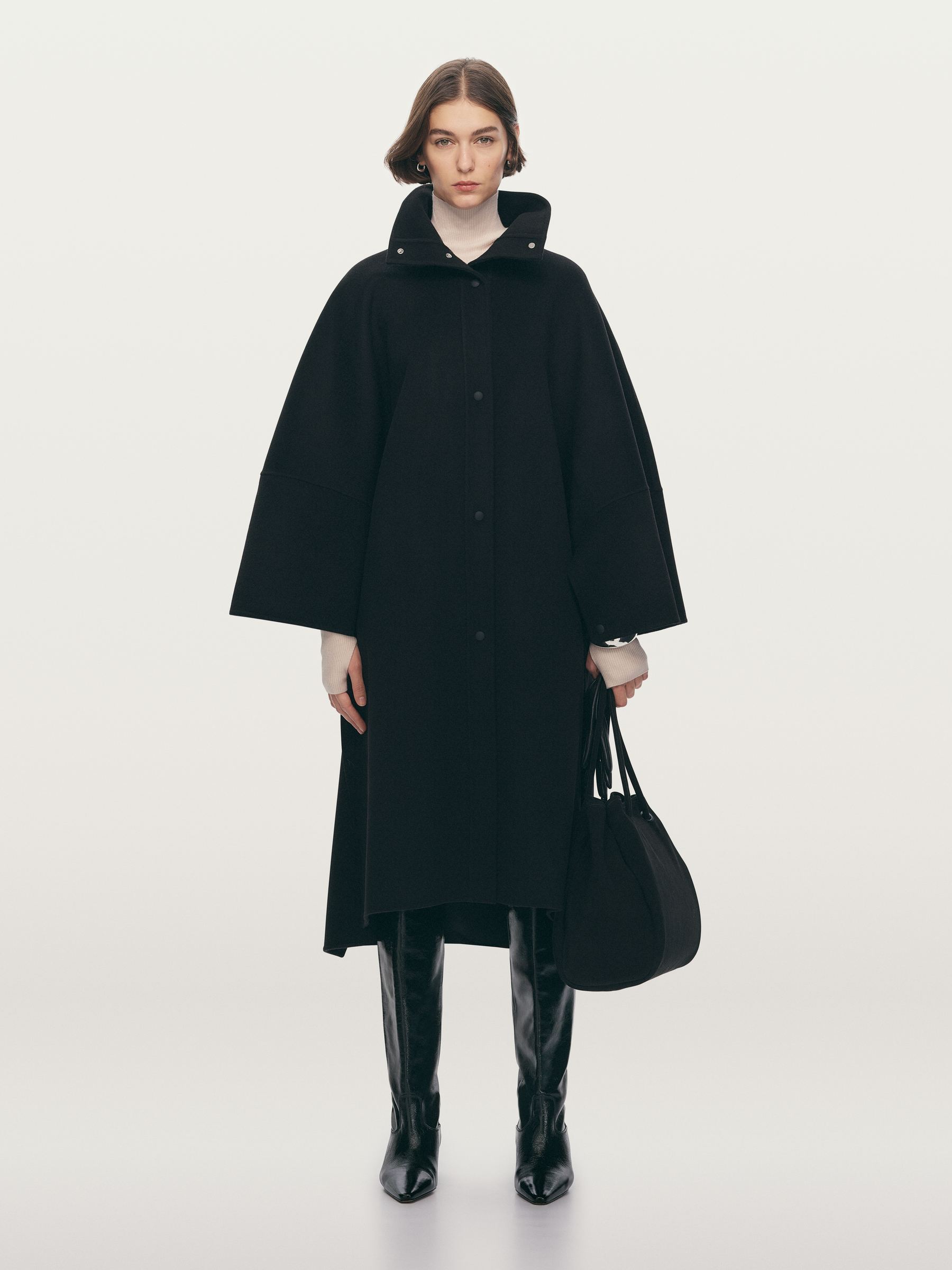 Doublé Wool-Blend Cape - Black - Oversized - Women - StillMedia/Environmental - 1