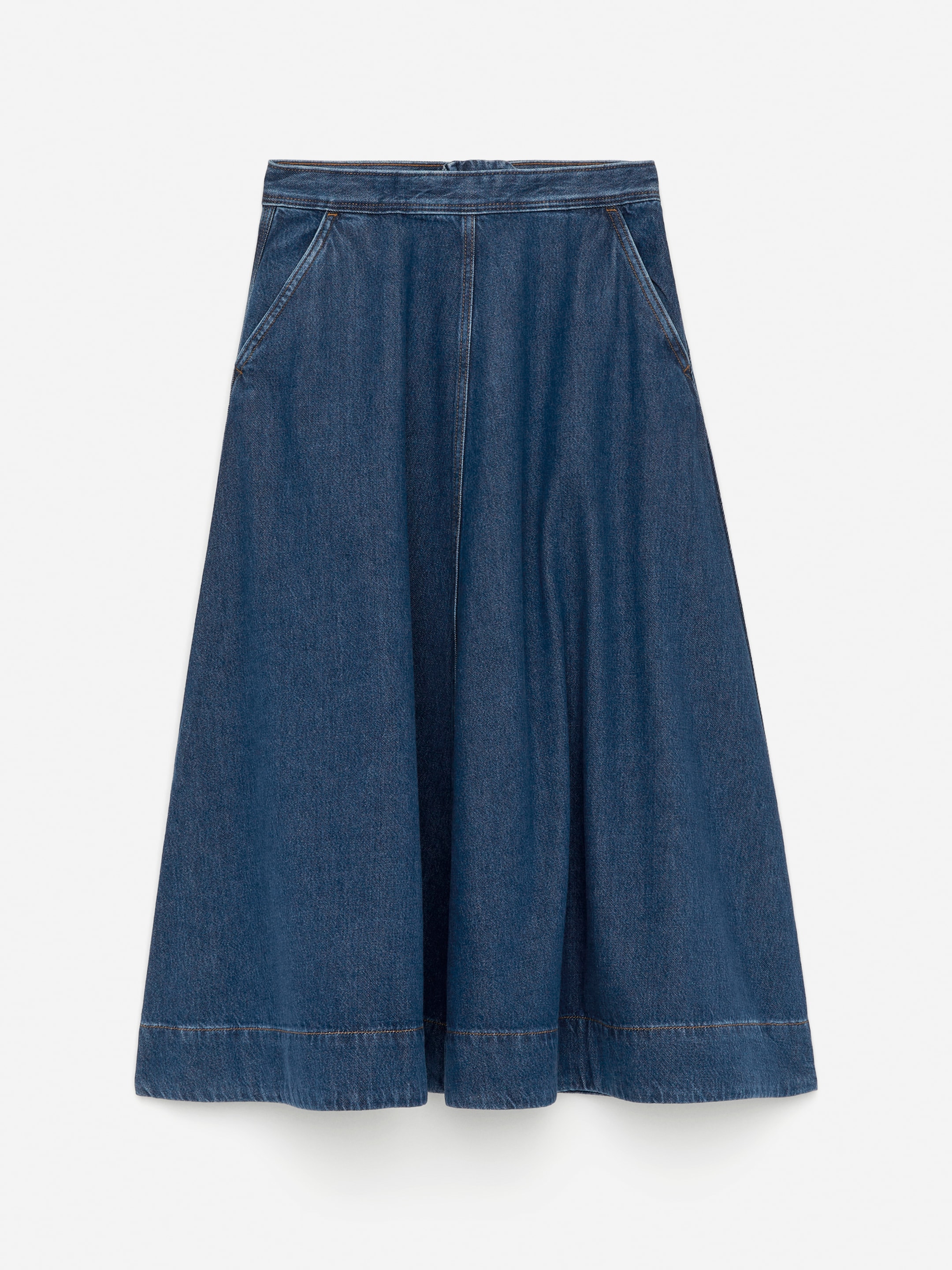 A-Line Denim Skirt-#253c55-15087