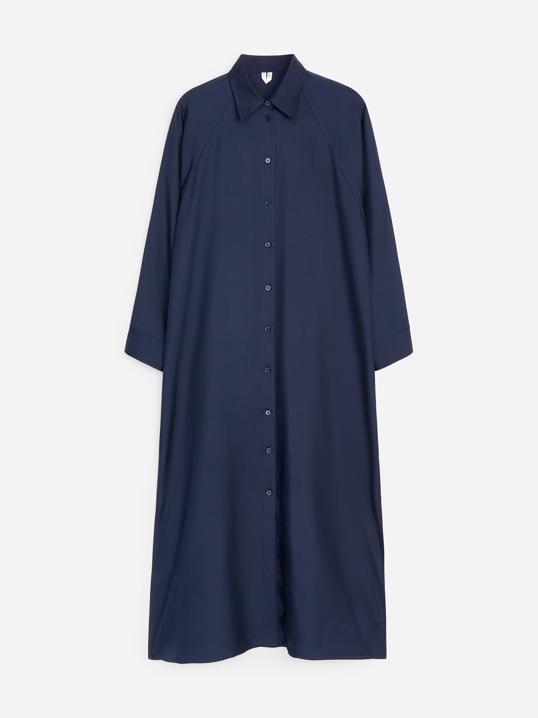 Silk Twill Shirt Dress-Blue-19680