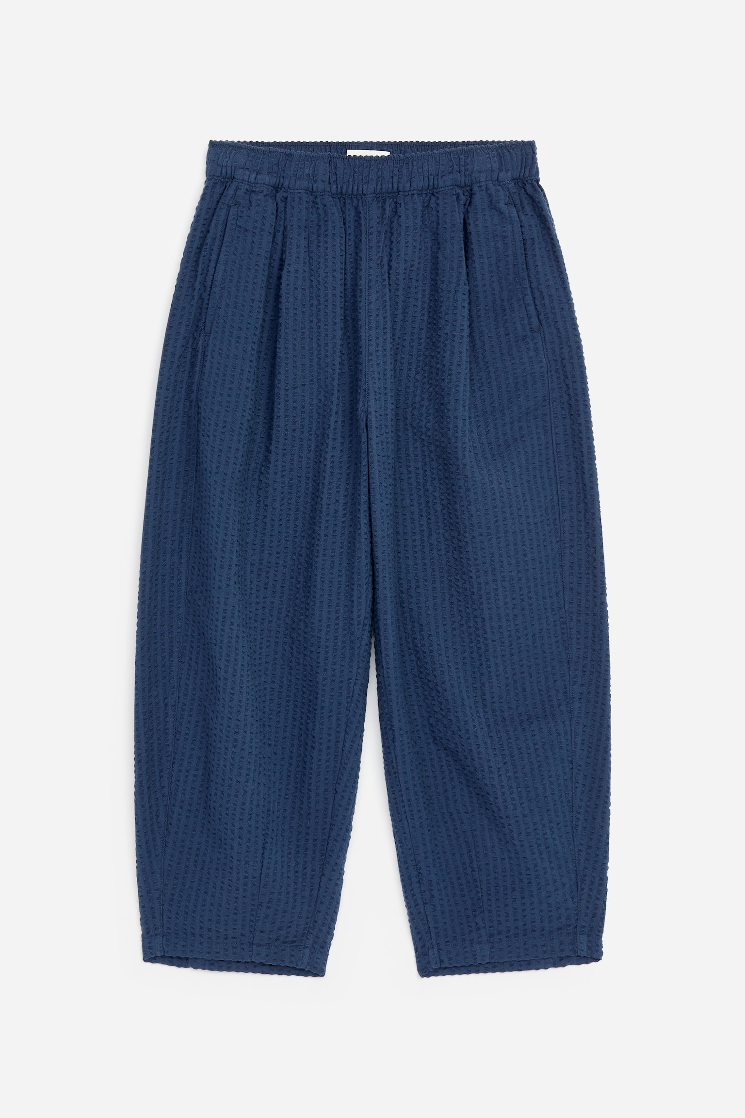 Seersucker broek met wijde, ronde pijpen - Donkerblauw