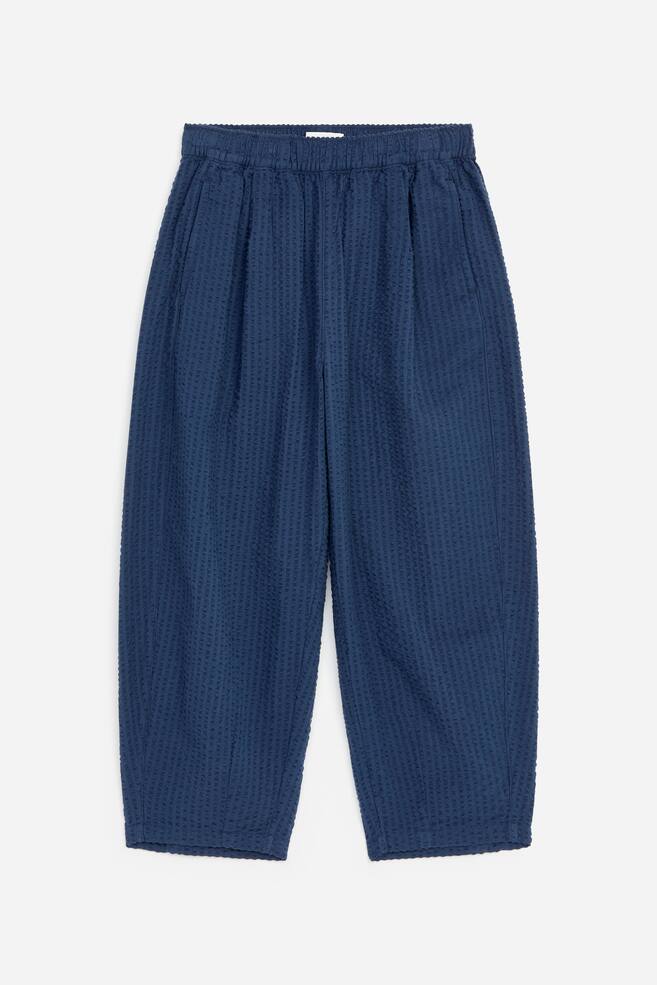 Seersucker Ballon Trousers - Dark Blue - 1