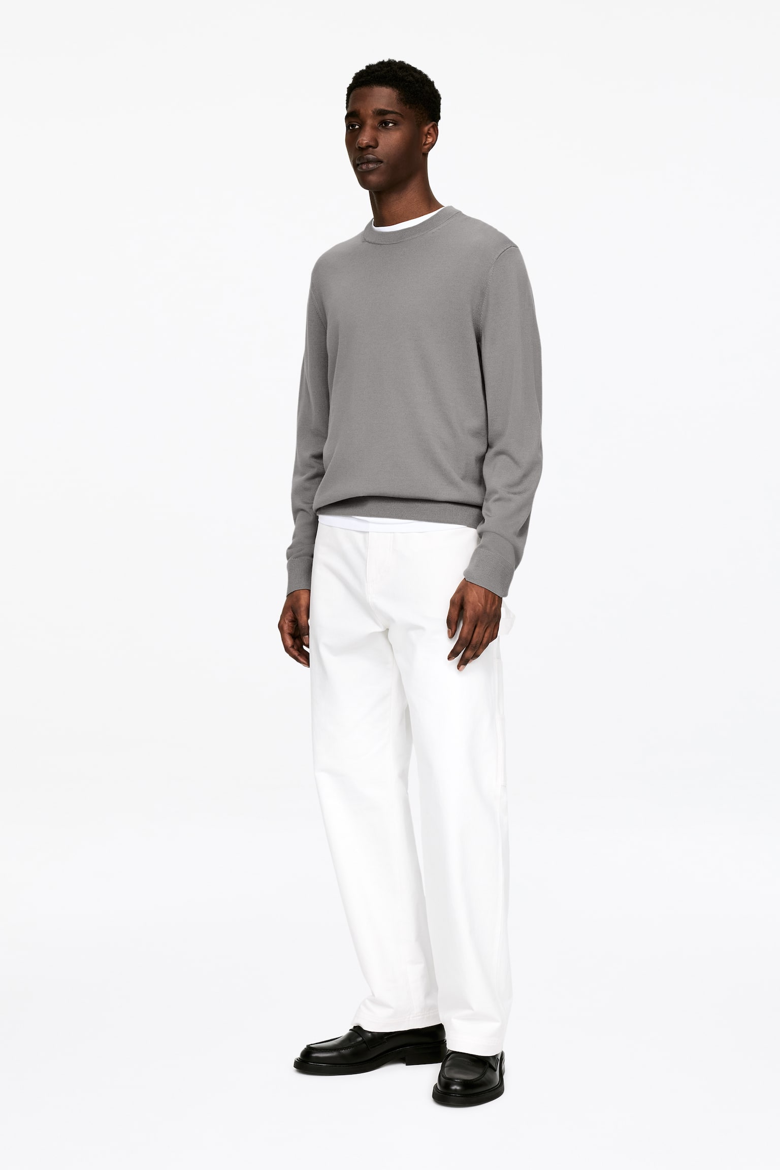 Finstickad tröja i merinoull - Mullvadsgrå/Mörkgrå/Dark Blue/Gråmelerad/Mörkgrön - 6