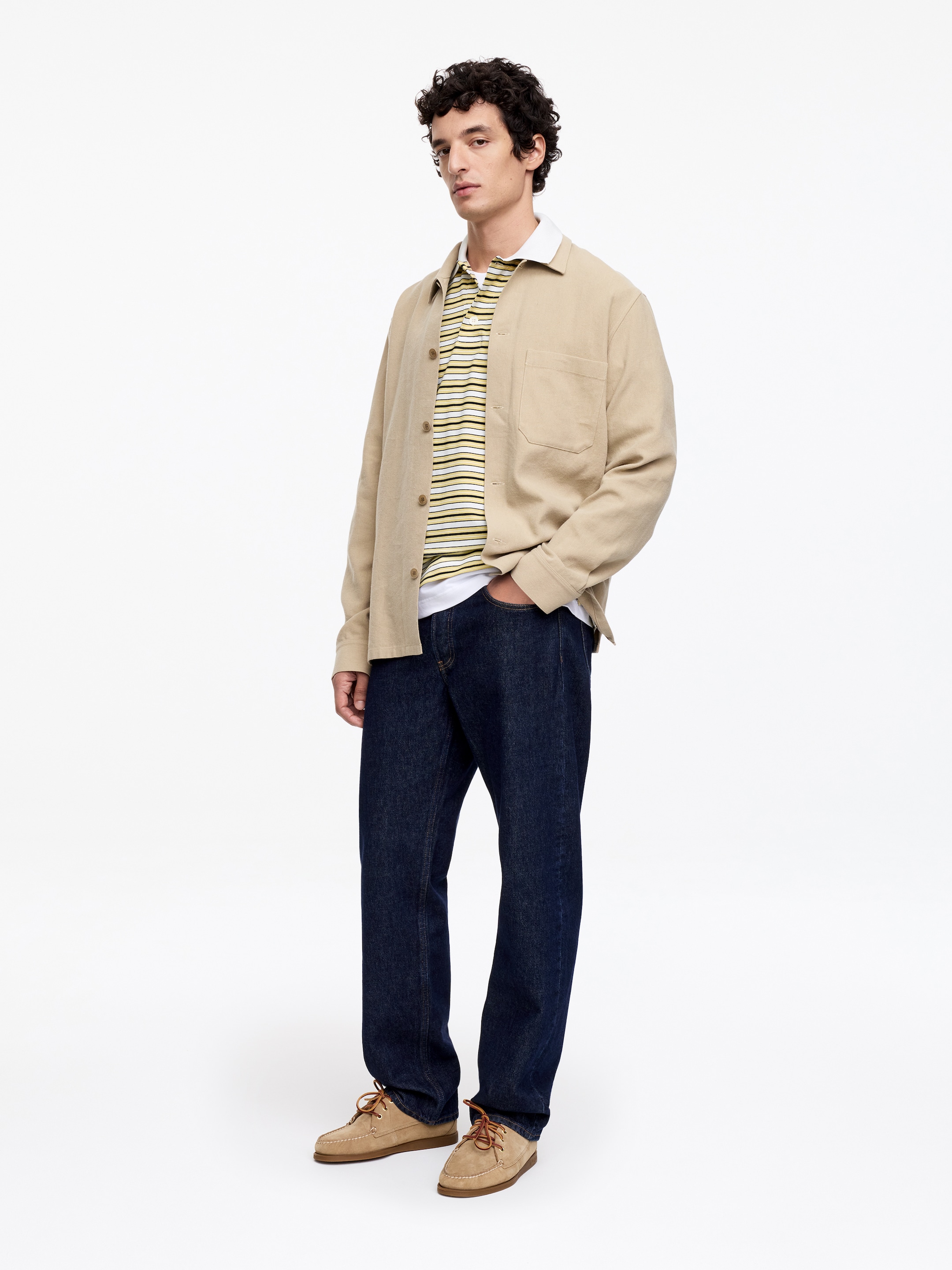 Short-Sleeve Polo Shirt - Yellow/Striped - Relaxed fit - Men - StillMedia/Lookbook - 5