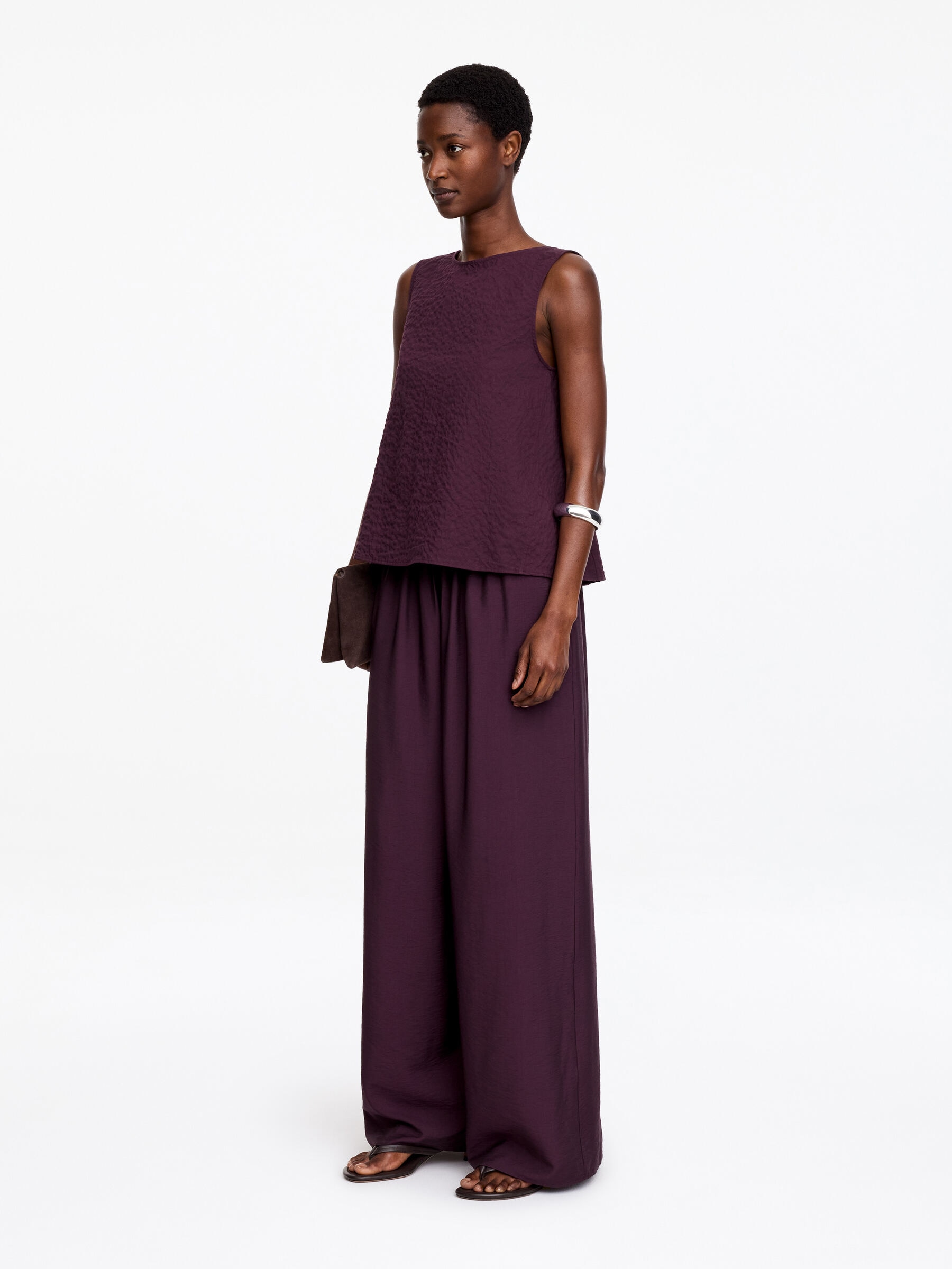 Sleeveless Seersucker Top - Plum - Regular fit - Women - StillMedia/Lookbook - 4