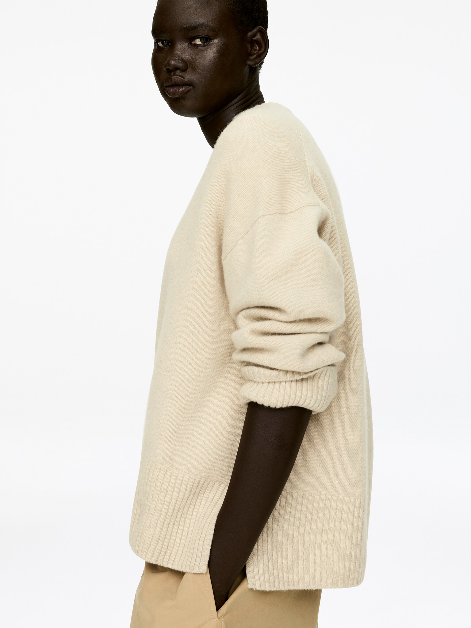 Pull décontracté en laine et cachemire - Beige - 5