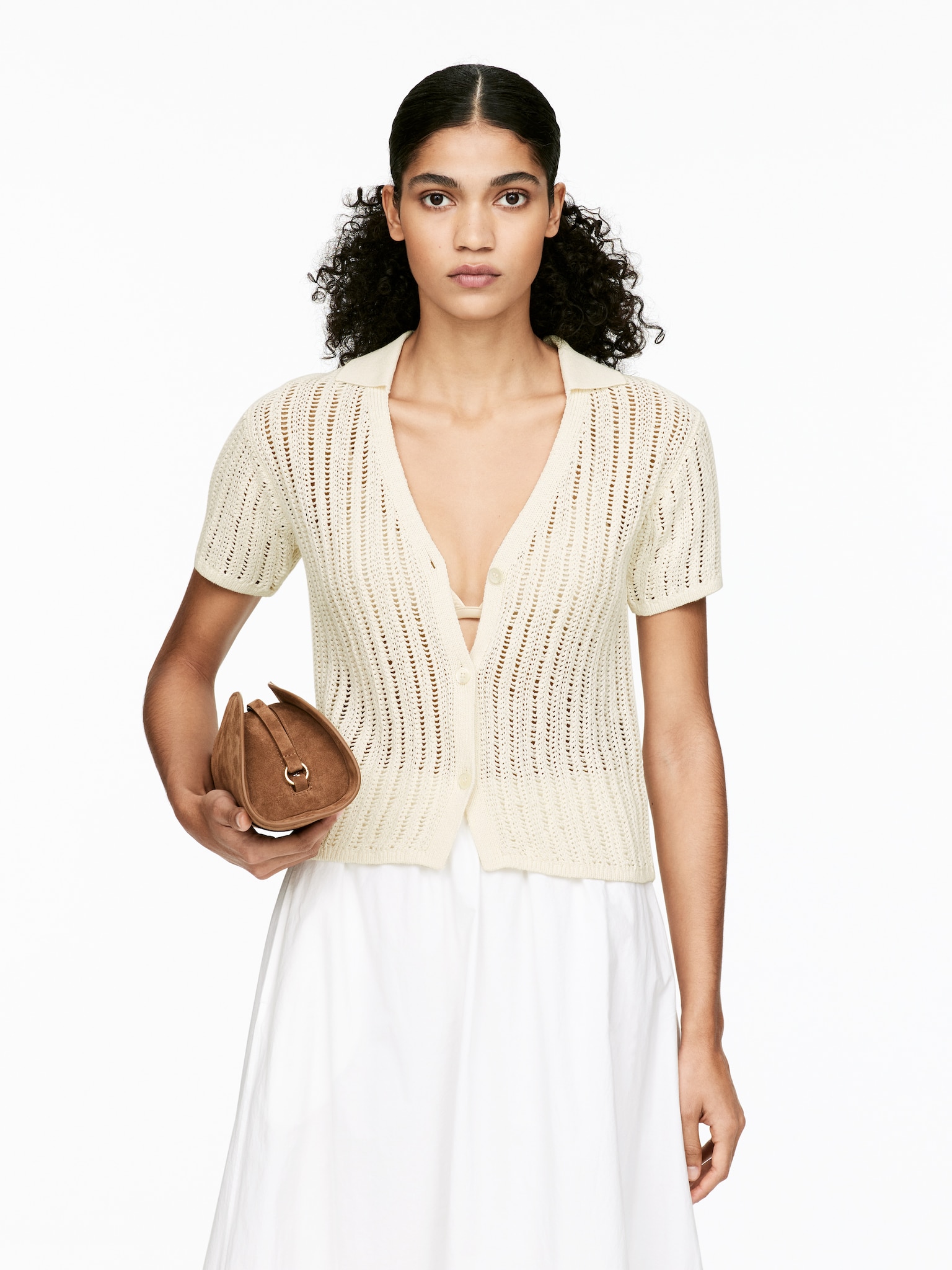 Top s otvoreným úpletom - Beige