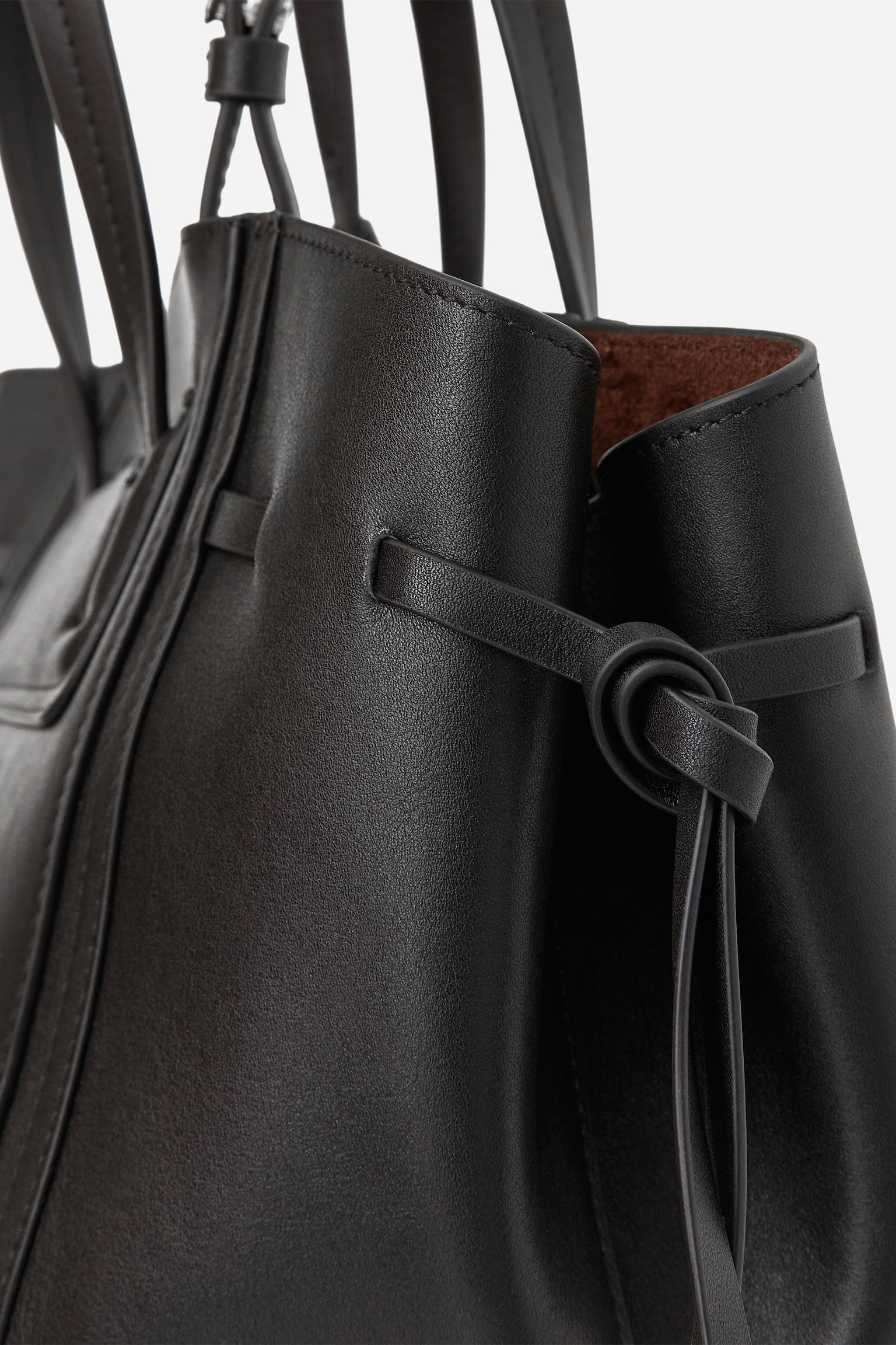 Tragetasche aus Spaltleder - Schwarz/Braun - 4