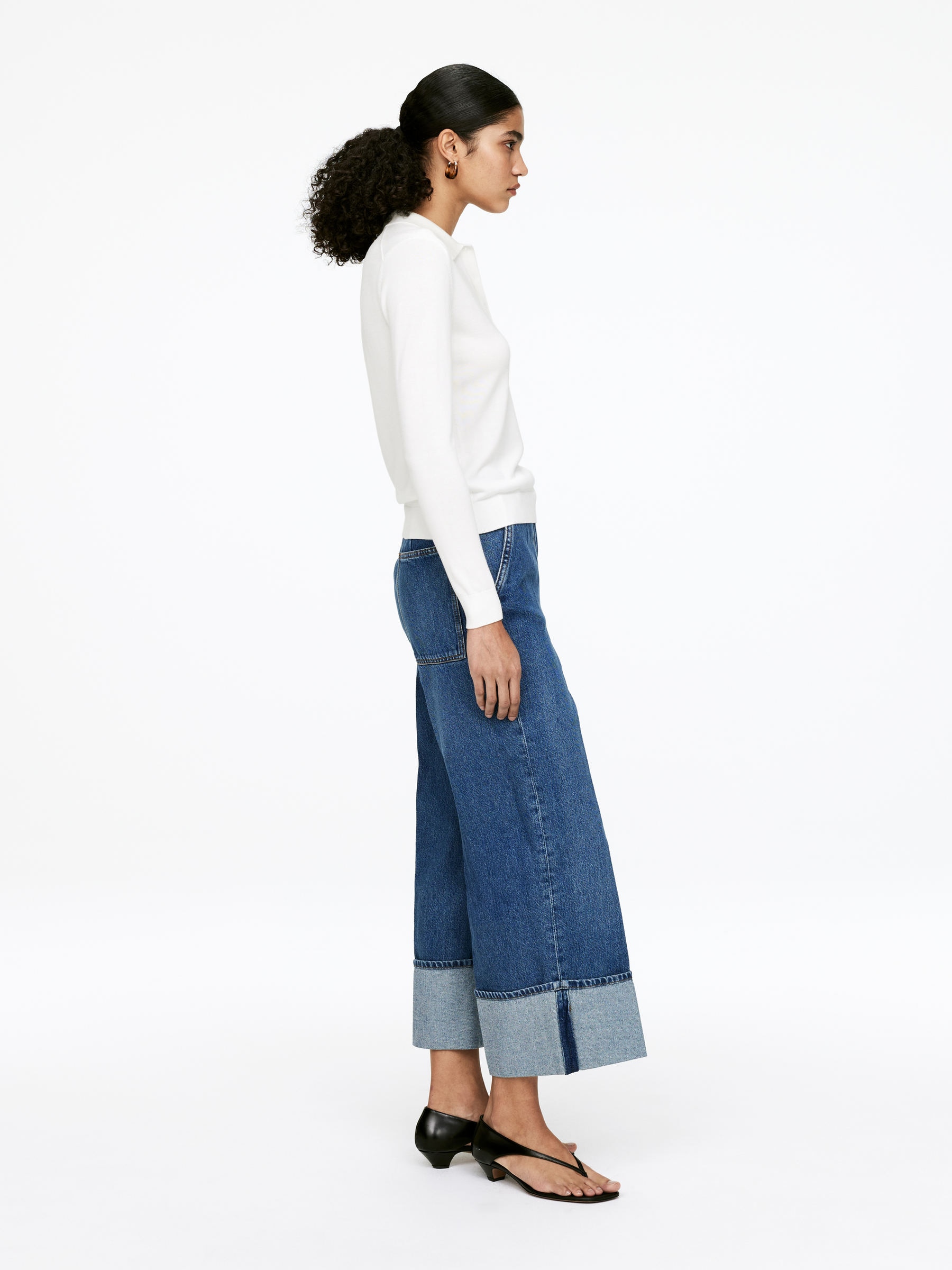 Jean à larges revers - Bleu - Relaxed fit - Femme - StillMedia/Lookbook - 5