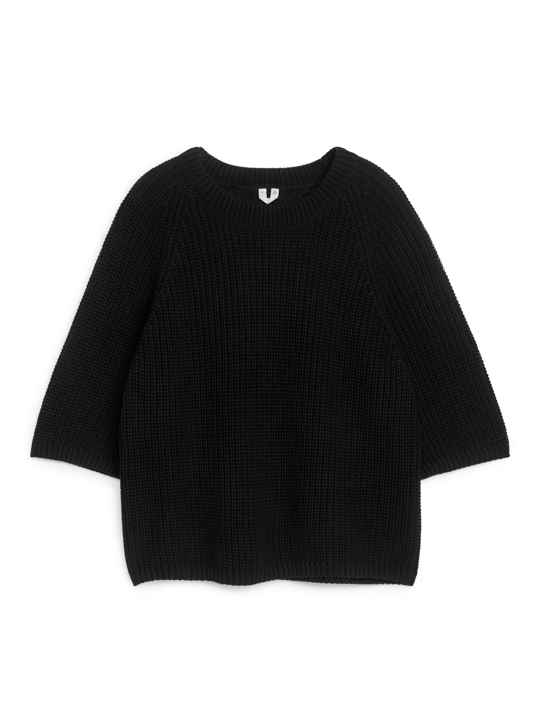 Rippstrickoberteil mit kurzen Ärmeln - Schwarz - Regular Fit - Damen - StillMedia/DescriptiveStillLife - 1