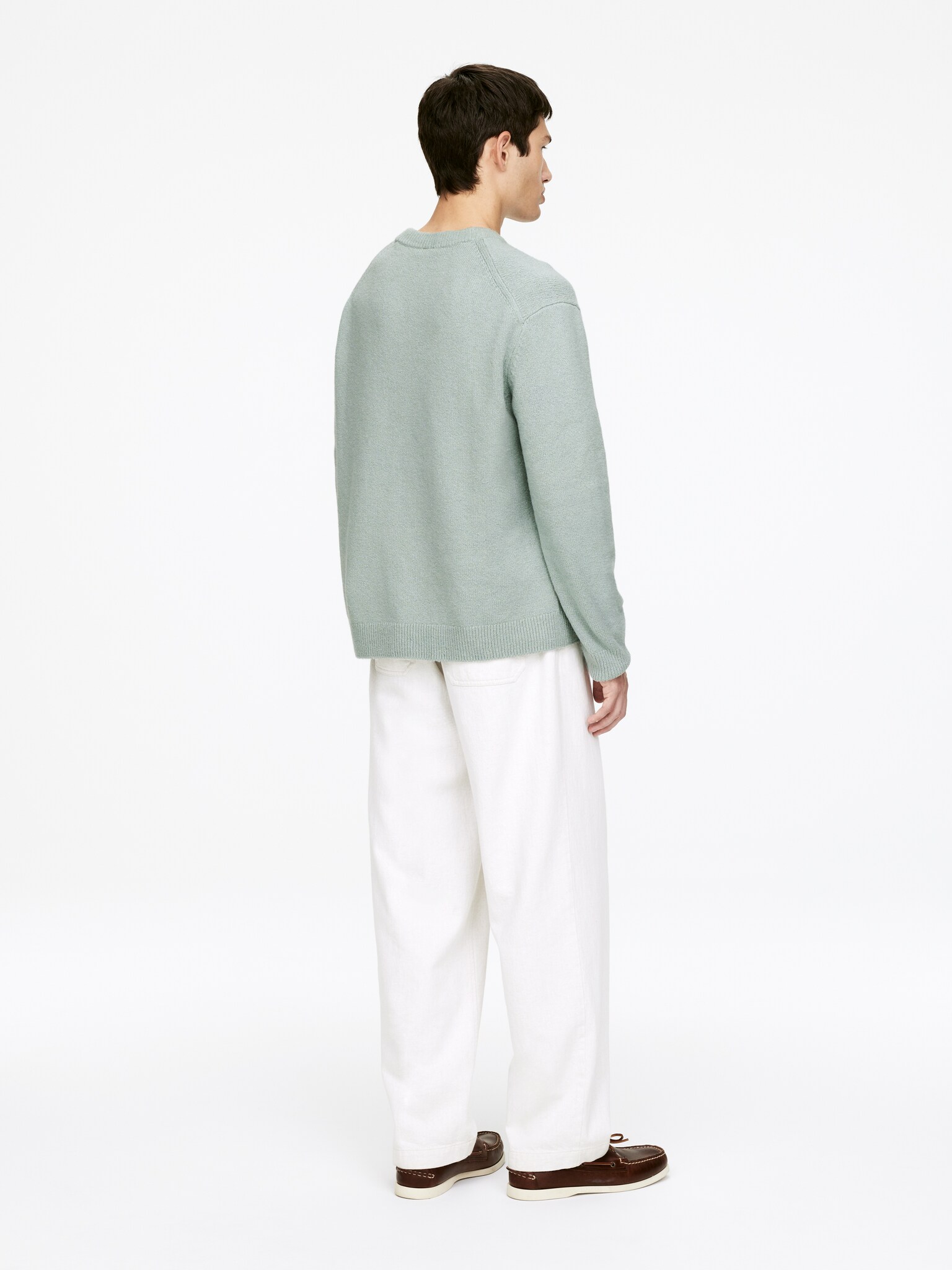 Pull en coton mélangé - Menthe poudrée/Gris foncé - 3