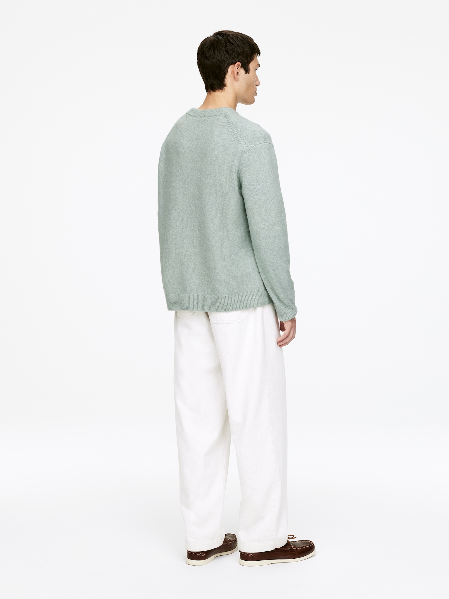Cotton-Blend Jumper - Støvete mint/Mørkegrå - 4