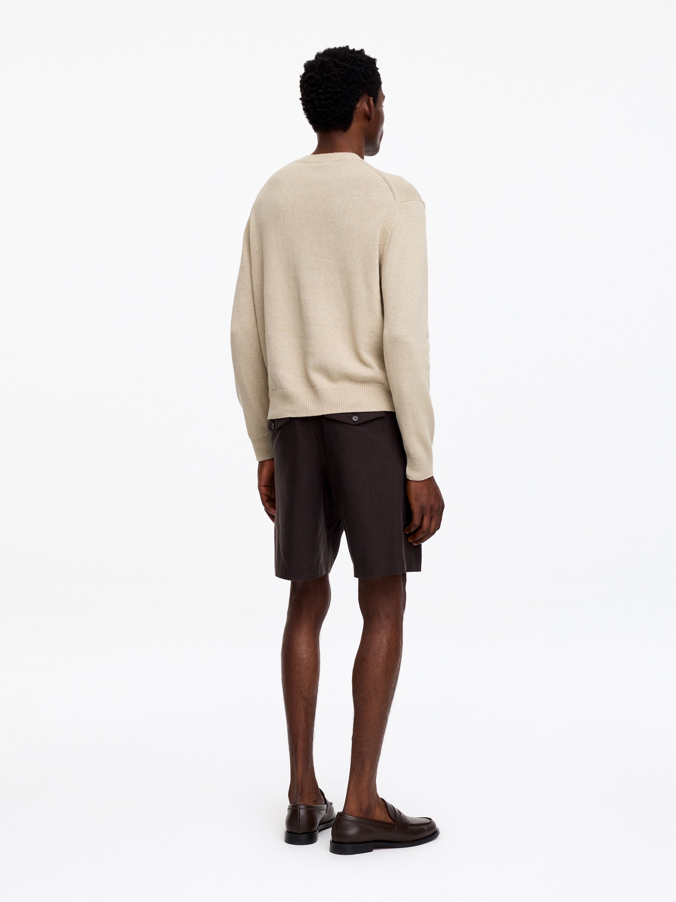 Linen Cotton V-Neck Jumper - Beige - Regular fit - Men - StillMedia/Lookbook - 4