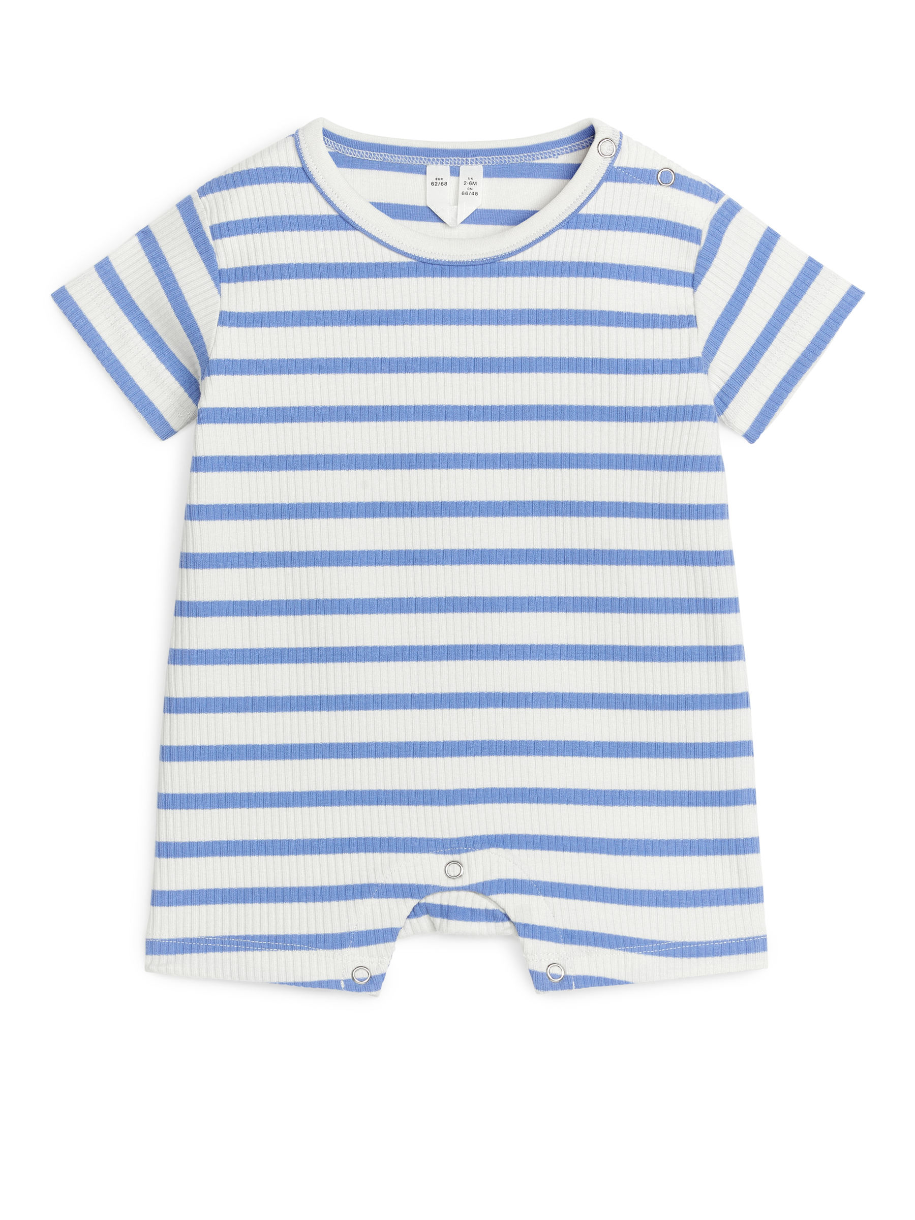 Kurzärmliger gerippter Jersey-Strampler - Weiß/Blau - Regular Fit - Kinder - StillMedia/DescriptiveStillLife - 2