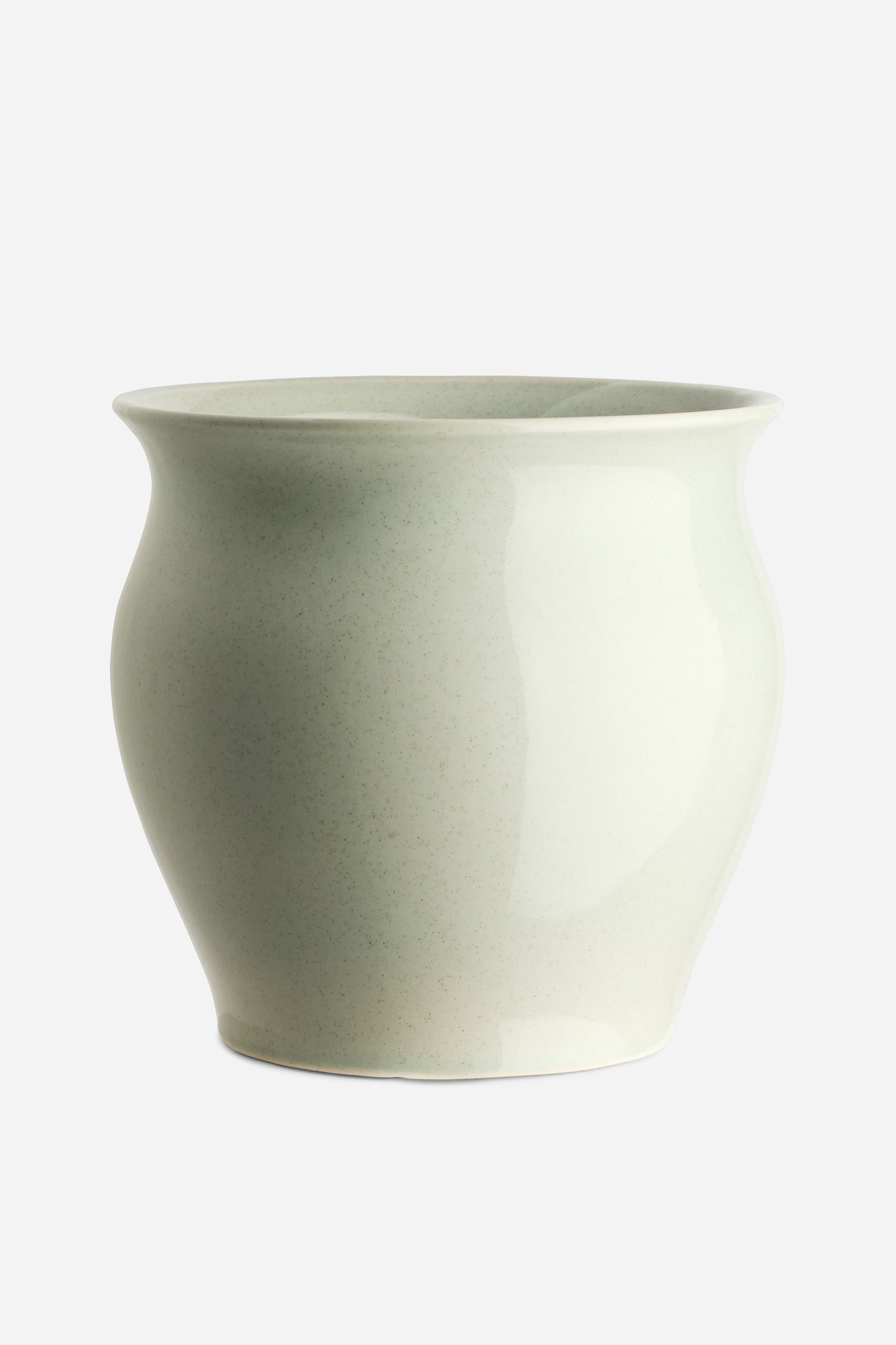 Kruka i stengods-Ljusgrön - 1