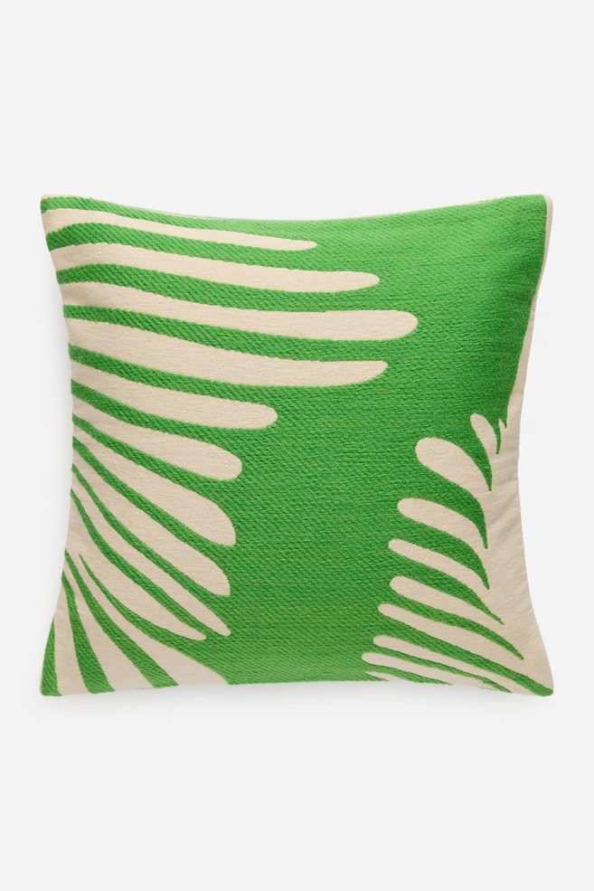 Husă de Pernă din Bumbac și Lână 50 x 50 cm - Verde/Alb Fildeș - 1