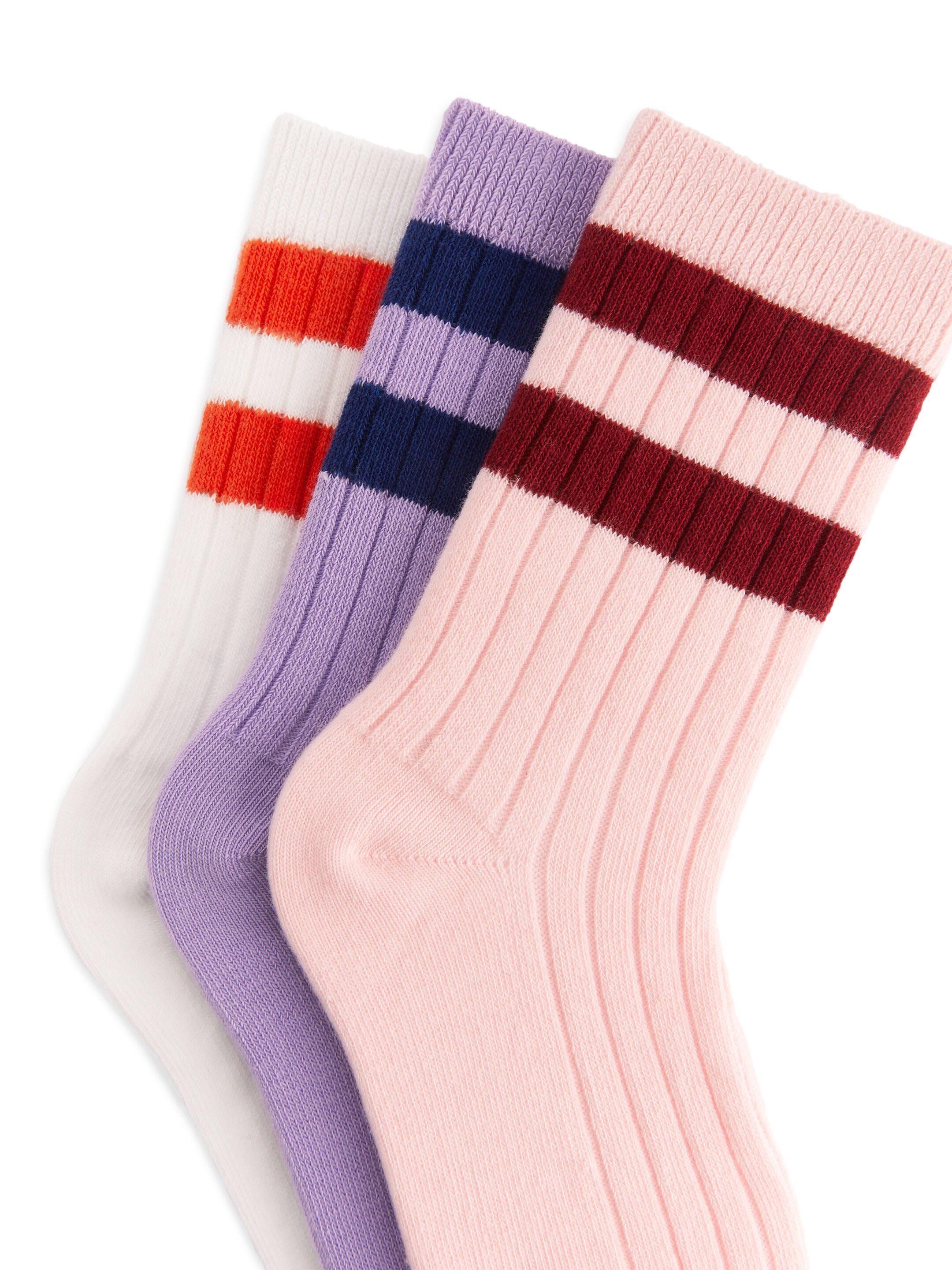 Ribbstickade strumpor, 3-pack - Rosa/lila/vit - Children - StillMedia/DescriptiveDetail - 1