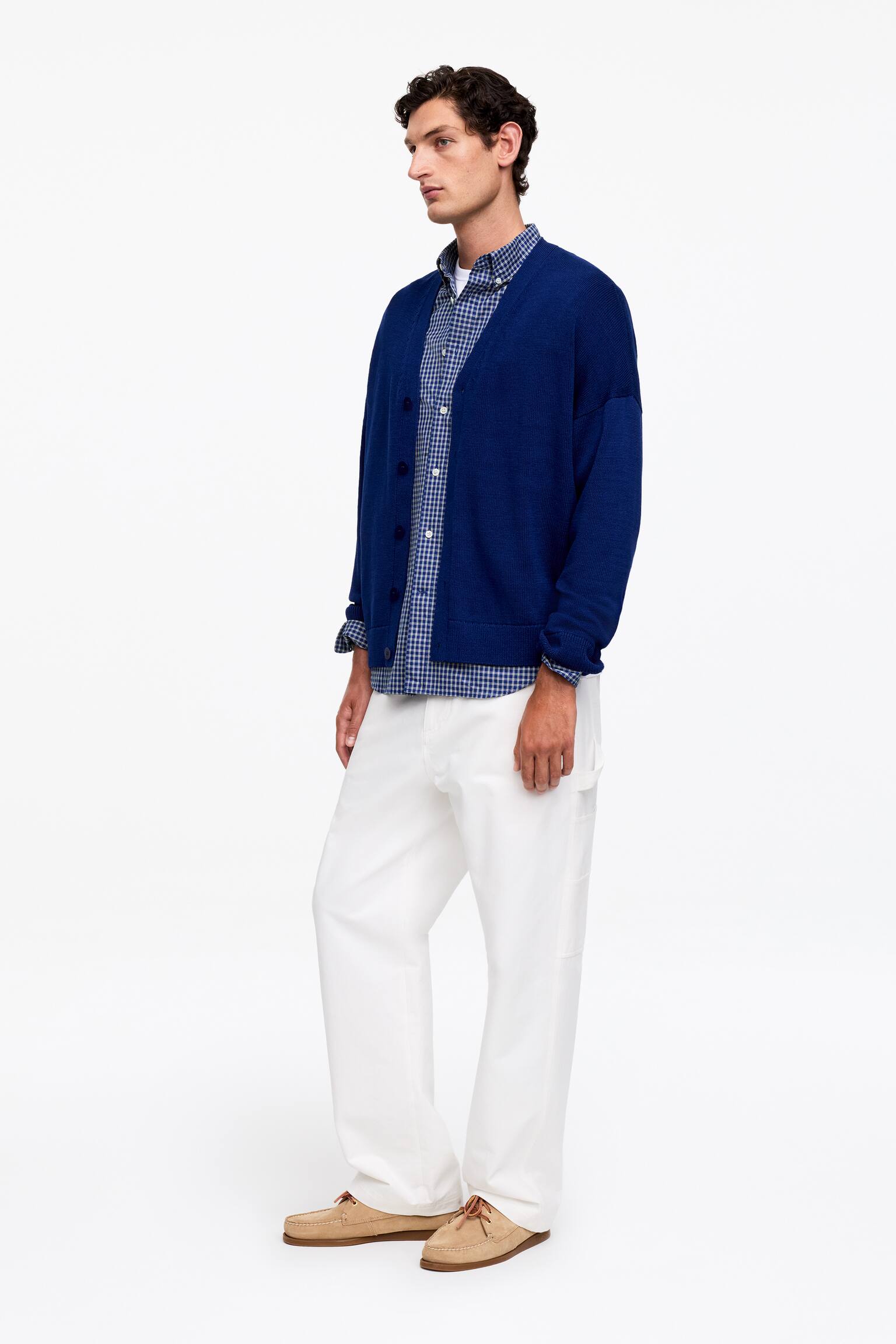 Camisa relajada de tejido microtexturizado - Azul - 5