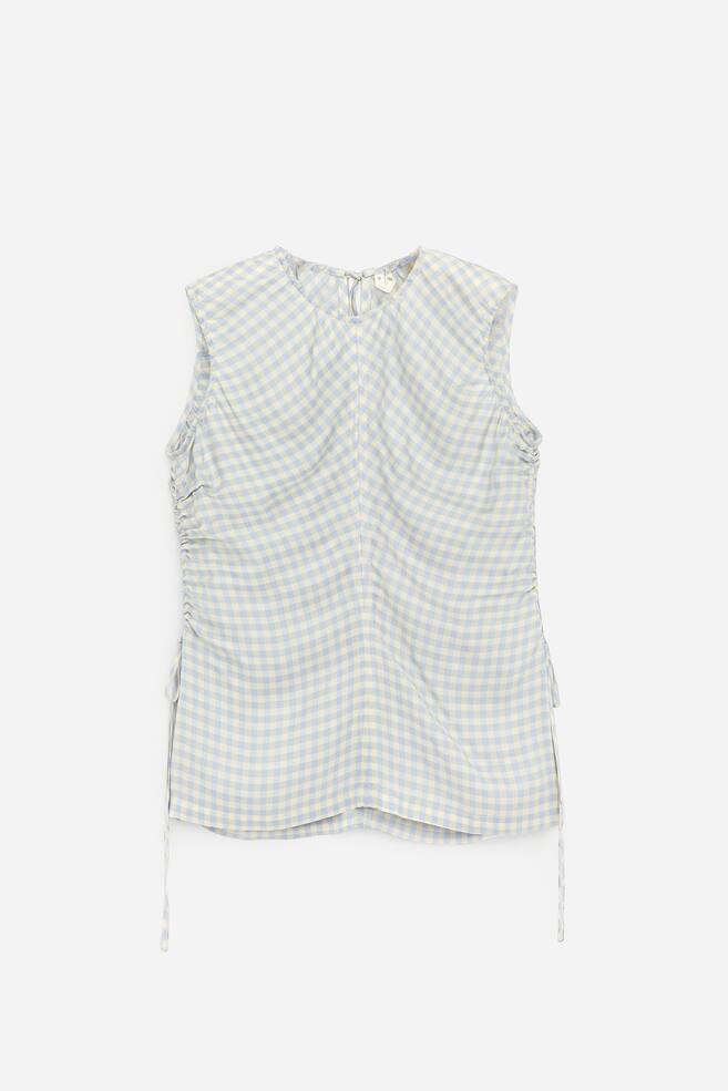 Drawstring Top - White/Blue - 1
