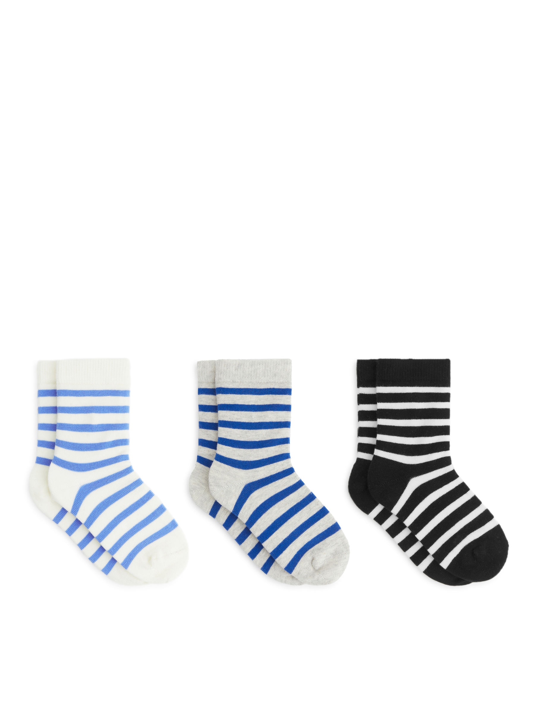 Strumpor i bomull, 3-pack - Vit/grå/svart - Children - StillMedia/DescriptiveStillLife - 3