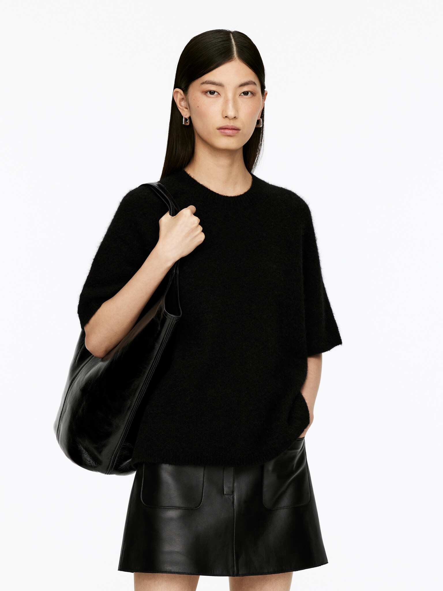Pull en mélange de laine et d'alpaga - Noir/Rouge brun/Blanc cassé/gris - 1