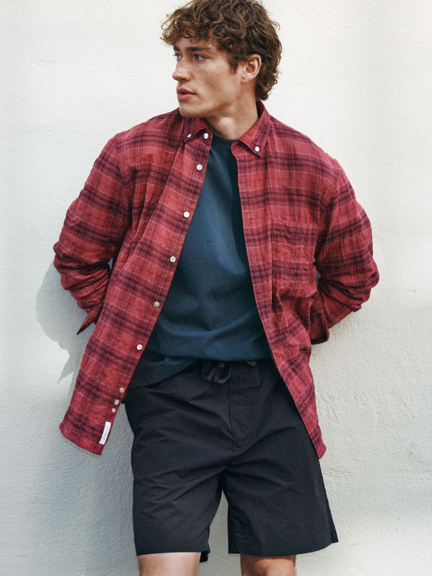 Camisa de franela de corte regular - Rosa oscuro/burdeos - Corte estándar - Men - StillMedia/Environmental - 1