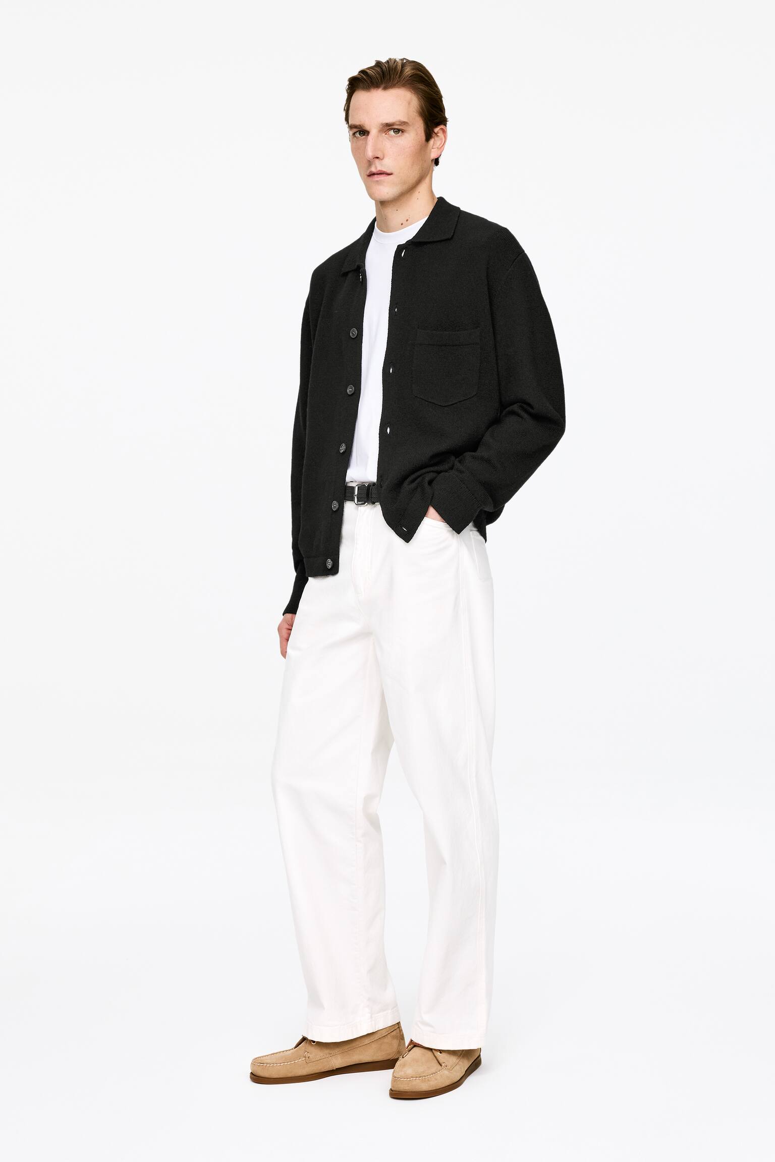 Vest met structuur van een katoen-wolmix - Zwart - 5