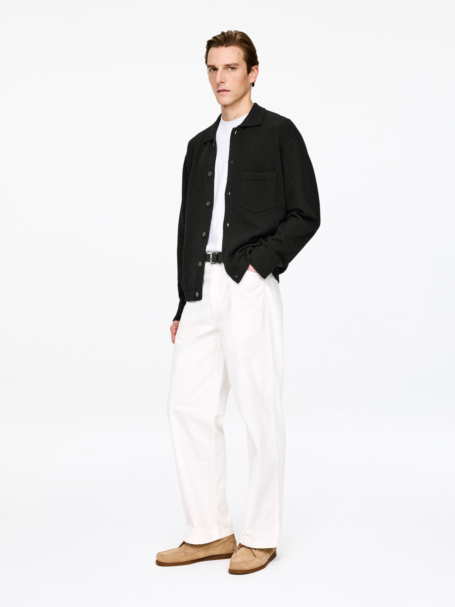 Gilet texturé en coton et laine mélangés - Noir - Regular fit - Homme - StillMedia/Lookbook - 5