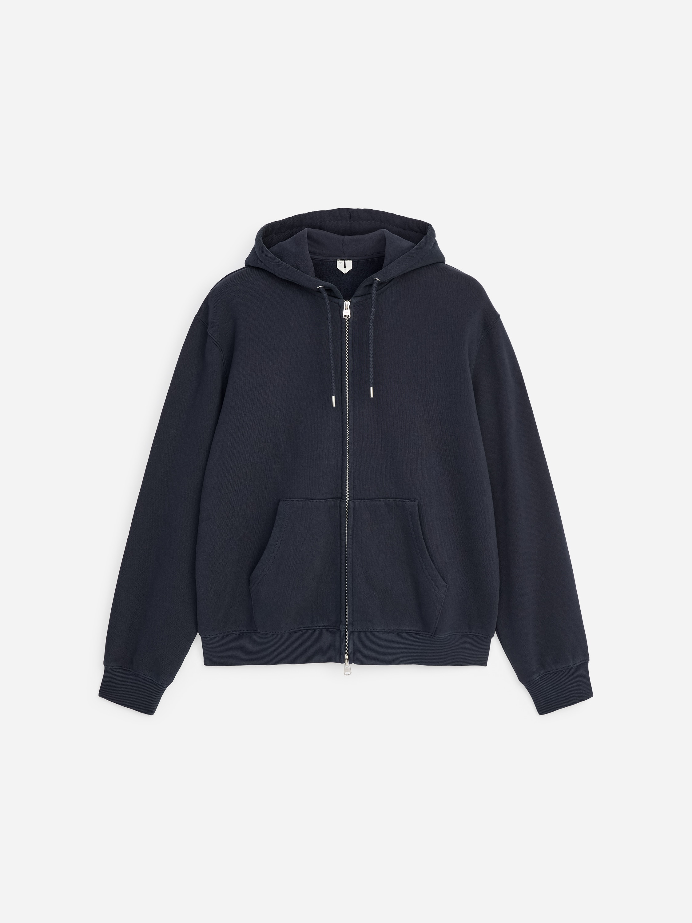 Sweatshirt descontraída com fecho de correr - Azul escuro/Castanho toupeira