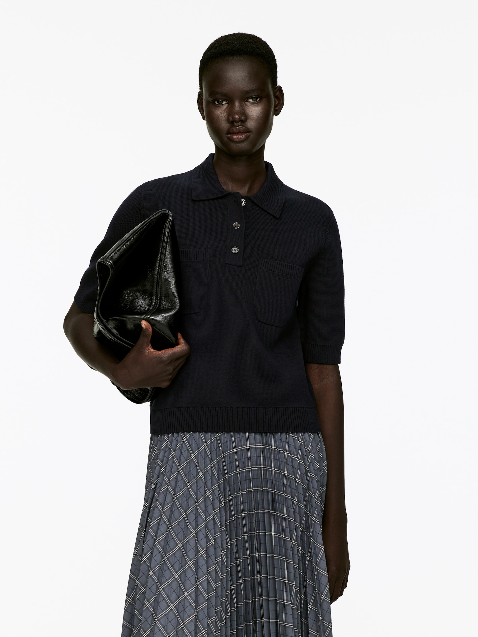 Polo en coton - Bleu foncé/Beige/Rouille - 1