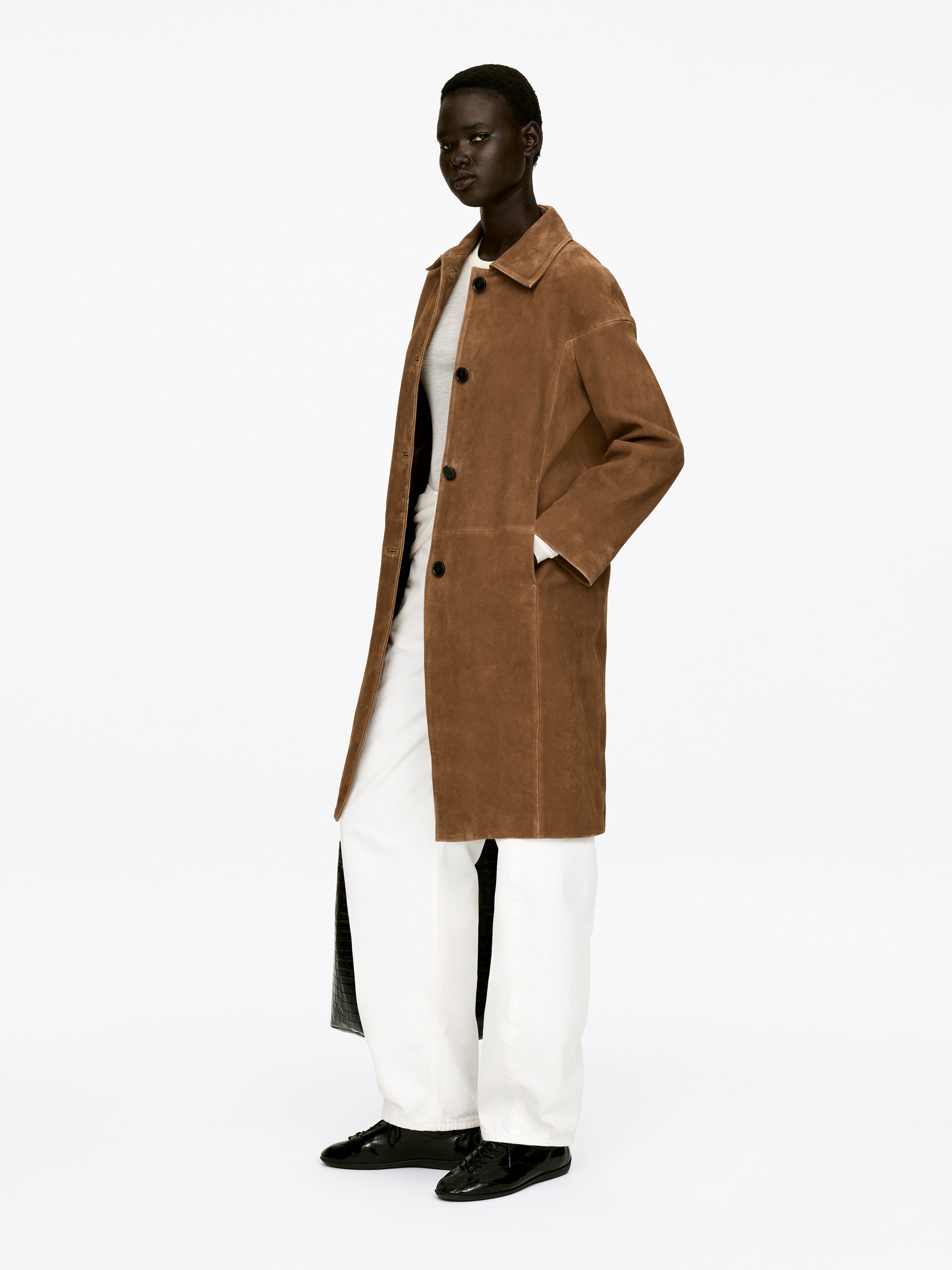 Suede Coat - Brown - Regular fit - Women - StillMedia/Lookbook - 11