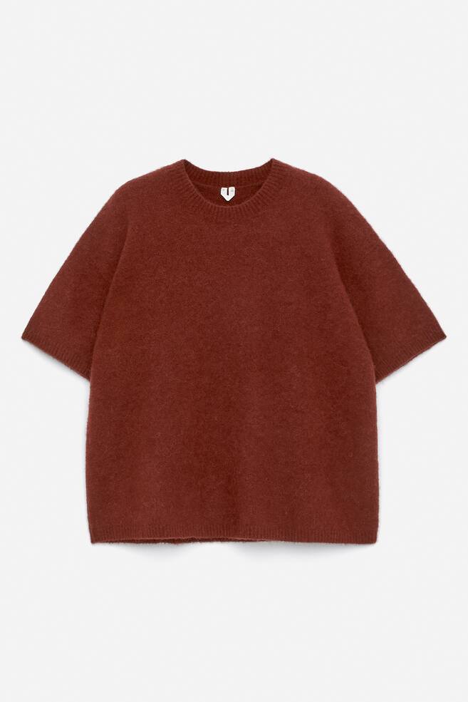 Alpaca-Wool Blend Jumper - Reddish Brown/Black - 1