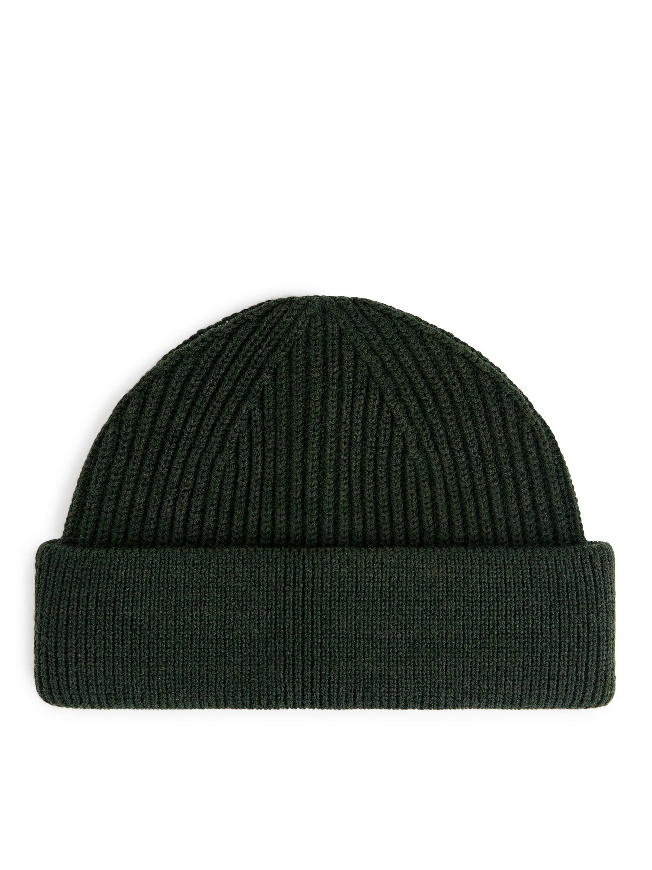 Ribbstickad beanie i ullmix - Mörkgrön - Men - StillMedia/DescriptiveStillLife - 1