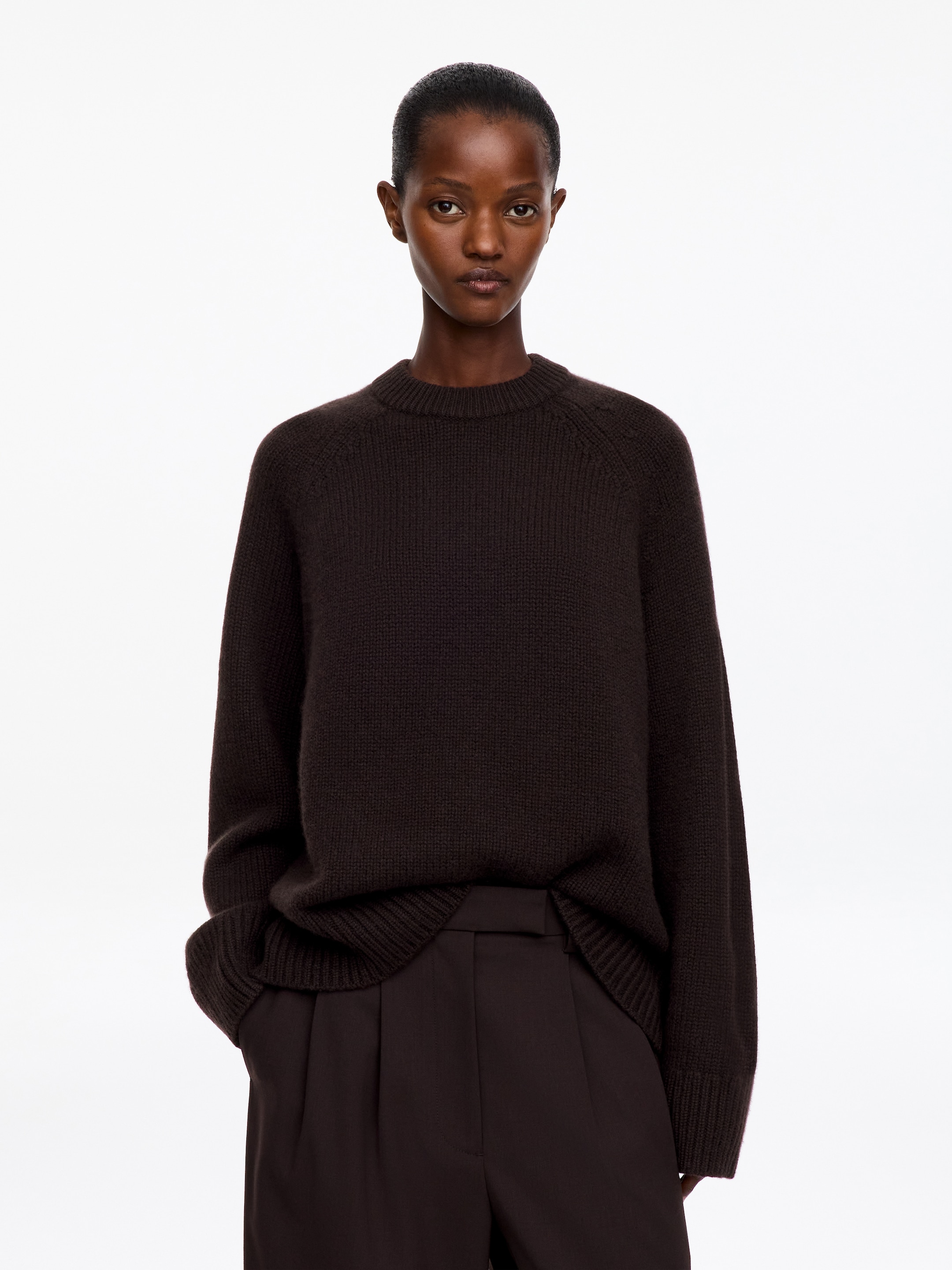 Chunky Pure Cashmere Jumper​-Brown-20988