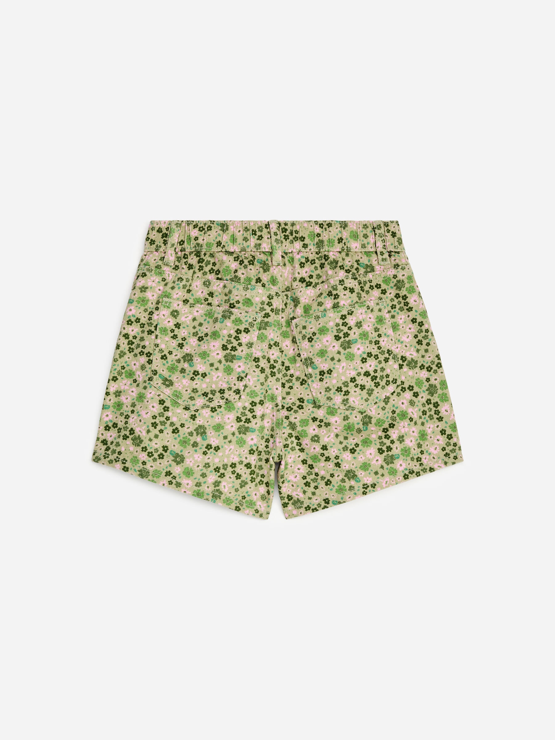 Denim Shorts - Khaki Green/Pink Florals - Relaxed fit - Children - StillMedia/DescriptiveStillLife - 3
