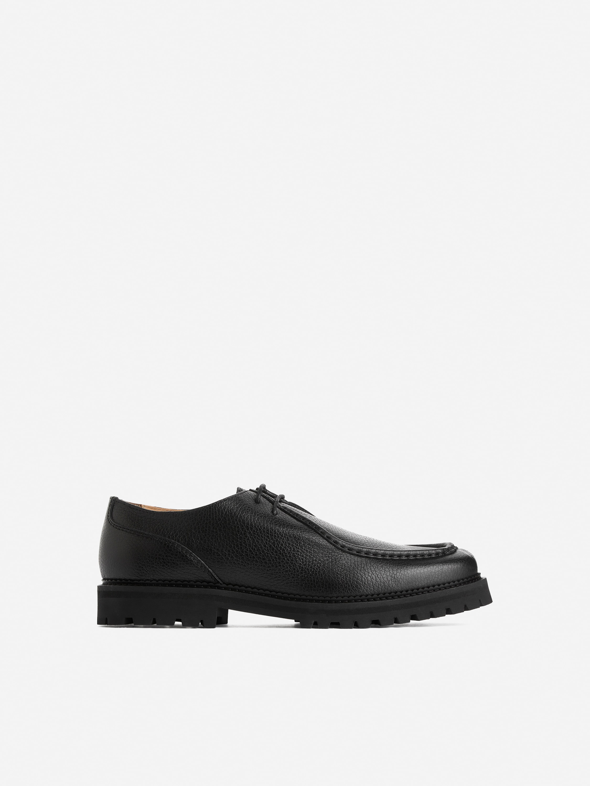 Zapatos de piel con puntera de mocasín - Negro/Marrón oscuro