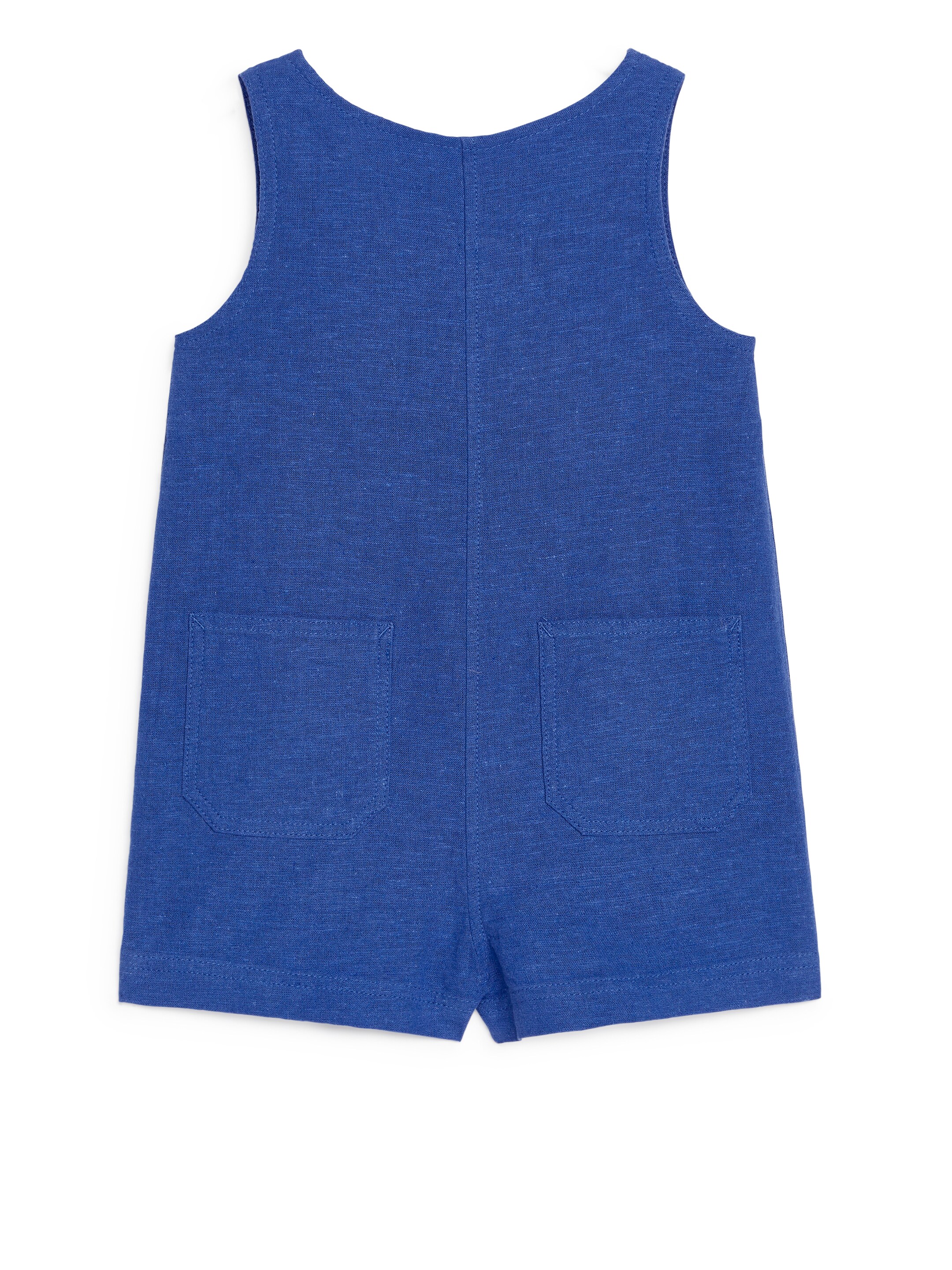 View larger image: Sleeveless Cotton-Linen Romper - Bright Blue - Kids | H&M GB 2