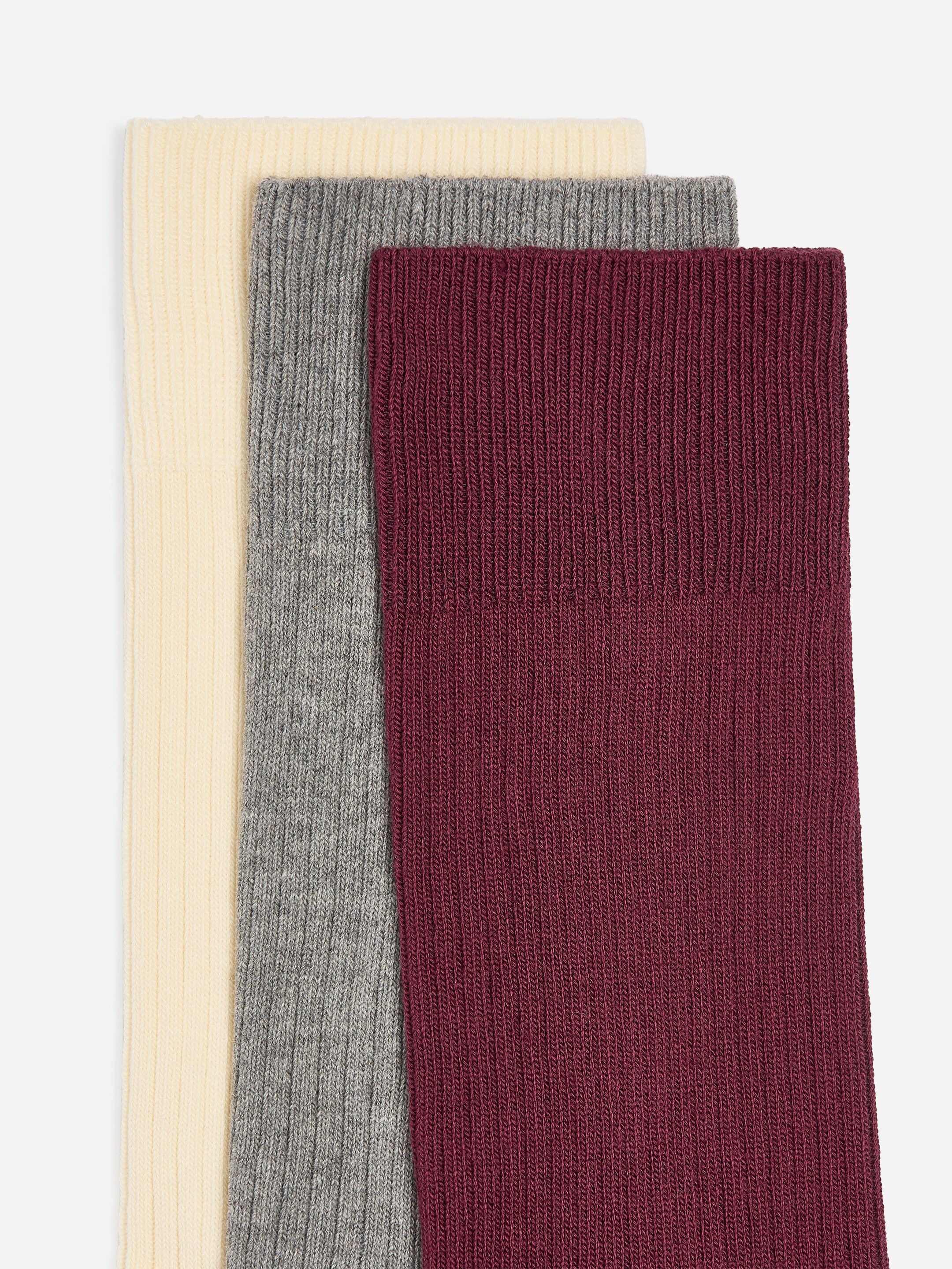 Supima Cotton Rib Socks Set of 3 pairs - Burgundy/Grey/Beige - Men - StillMedia/DescriptiveDetail - 2