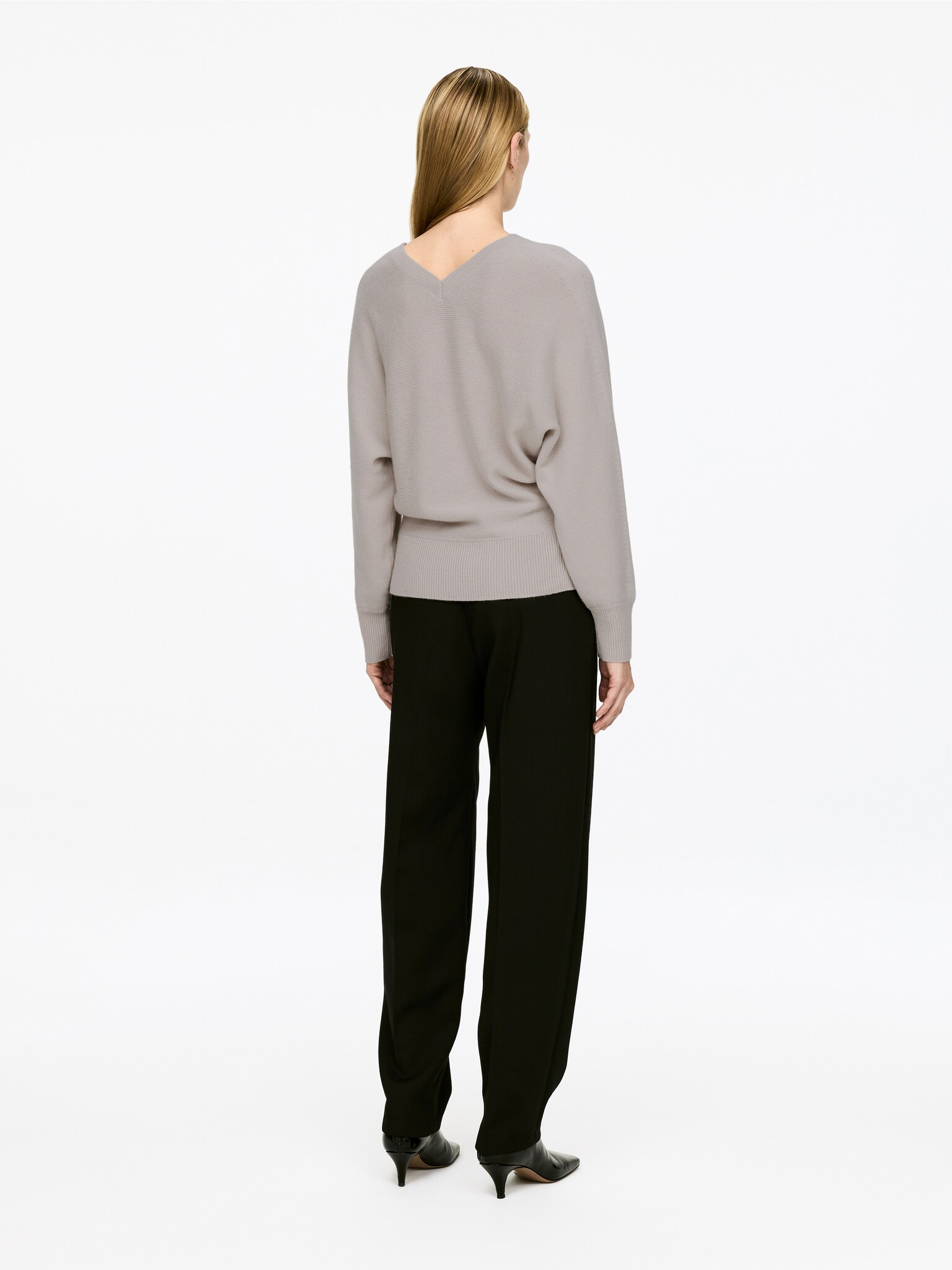 Pull à col V en pur cachemire - gris/Noir - 3